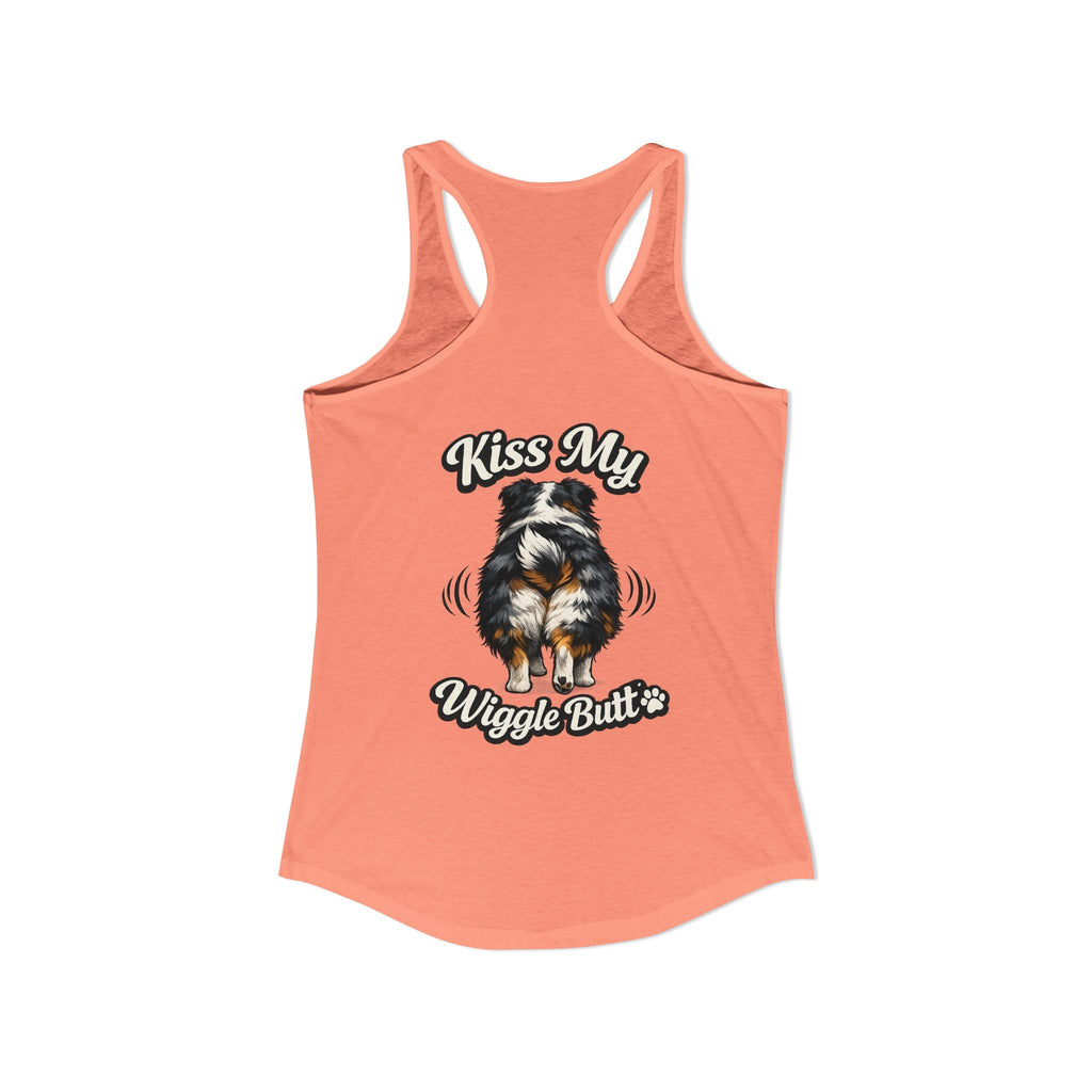 Kiss My Wiggle Butt Aussie Tank | Australian Shepherd Funny Dog Tank Top | Aussie Mom Shirt | Wiggle Butt Dog Lover Gift
