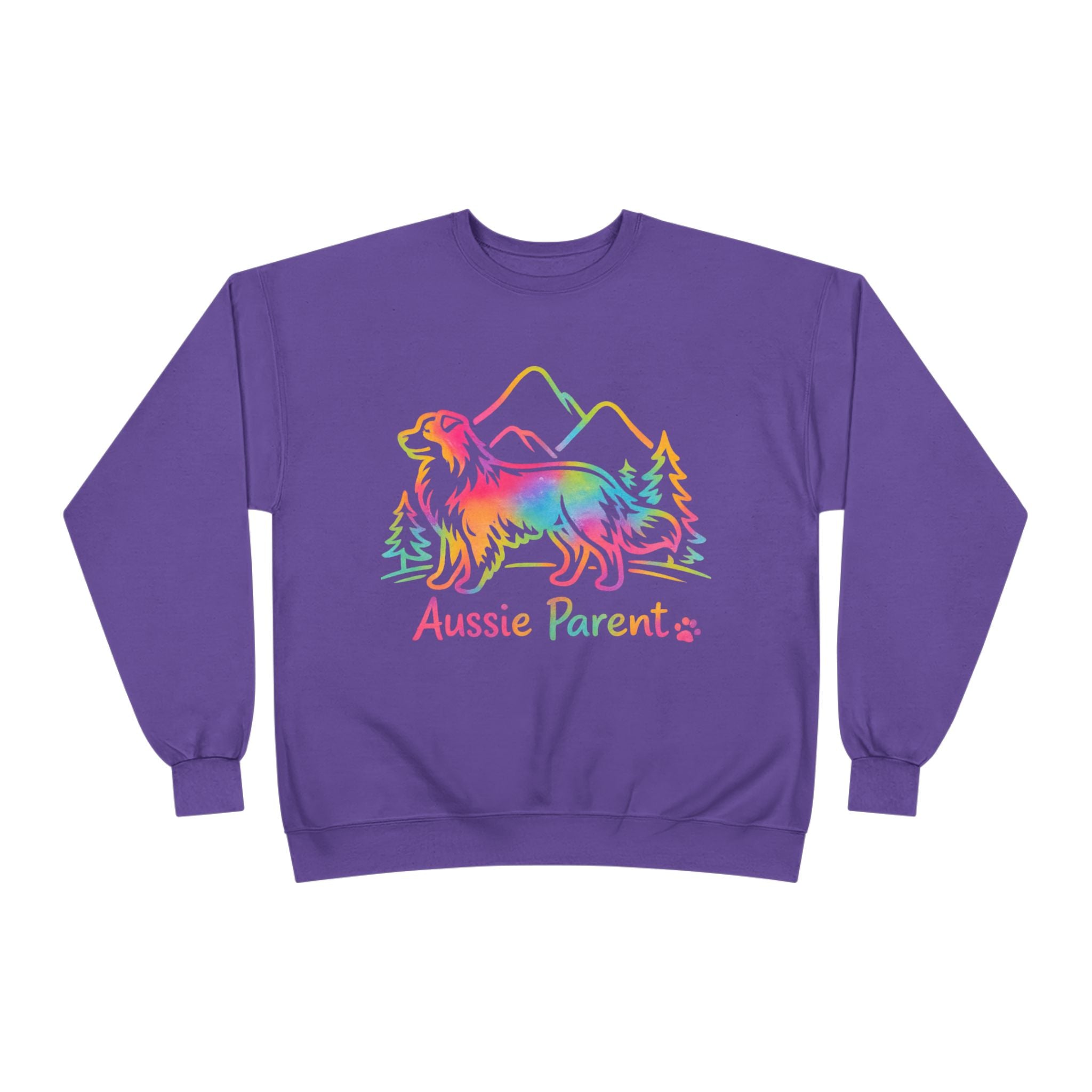 Aussie Parent Rainbow Sweatshirt – Australian Shepherd Dog Lover Crewneck, Aussie Mom Dad Gift, Colorful Dog Owner Pullover
