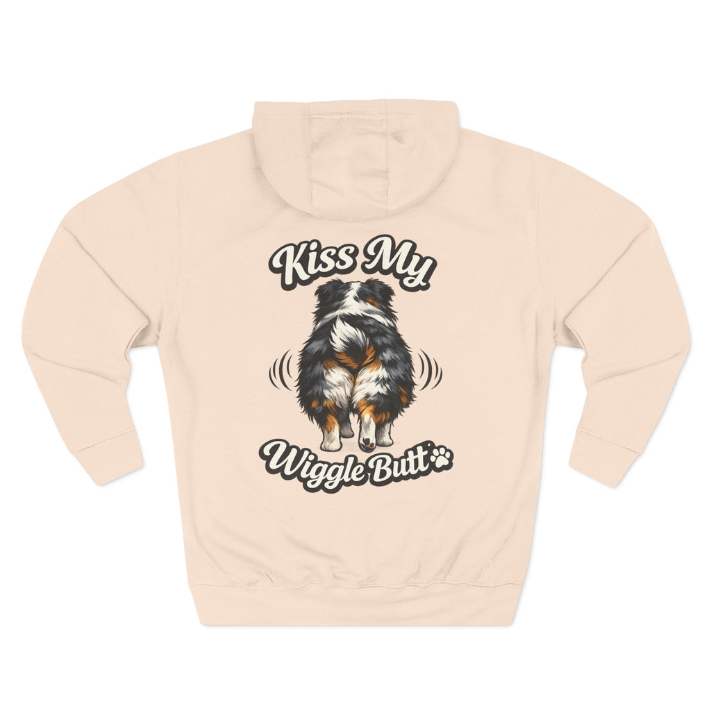 Kiss My Wiggle Butt Aussie Hoodie | Funny Australian Shepherd Sweatshirt | Dog Mom/Dad Hoodie | Aussie Lover Gift