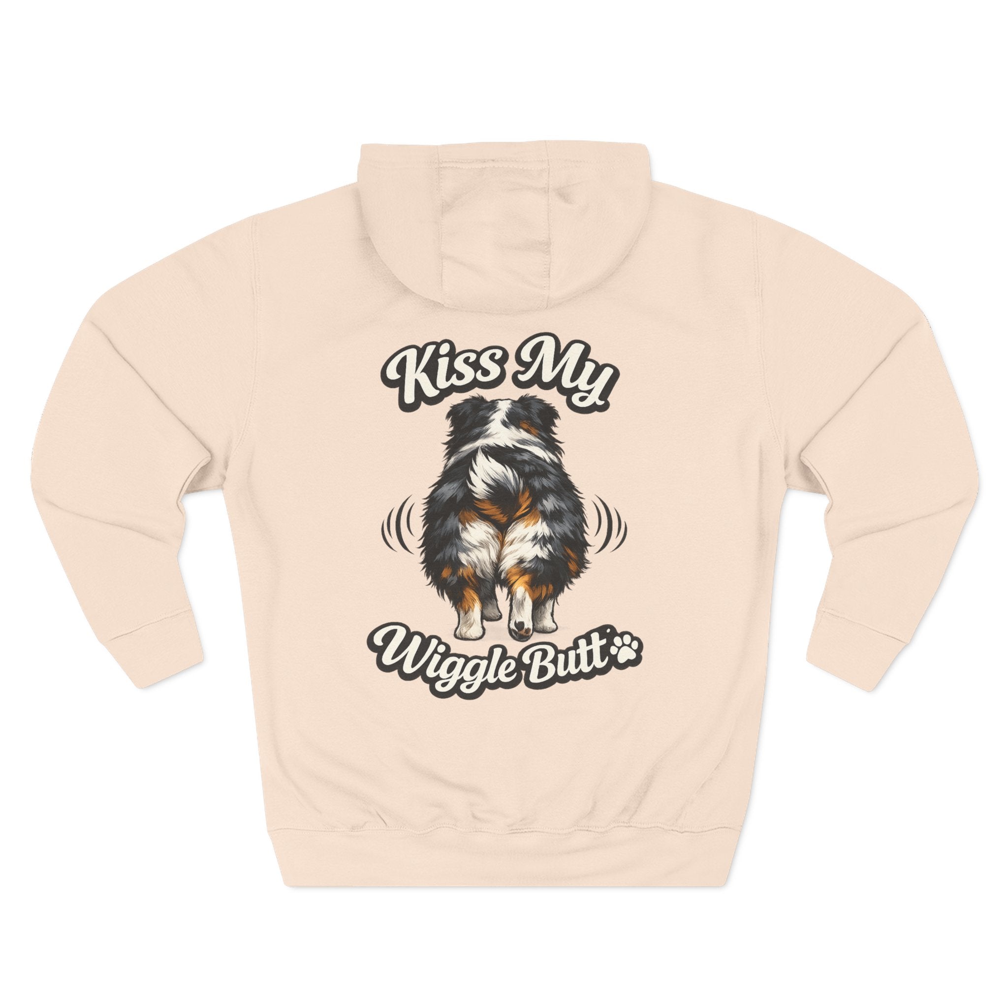 Kiss My Wiggle Butt Aussie Hoodie | Funny Australian Shepherd Sweatshirt | Dog Mom/Dad Hoodie | Aussie Lover Gift
