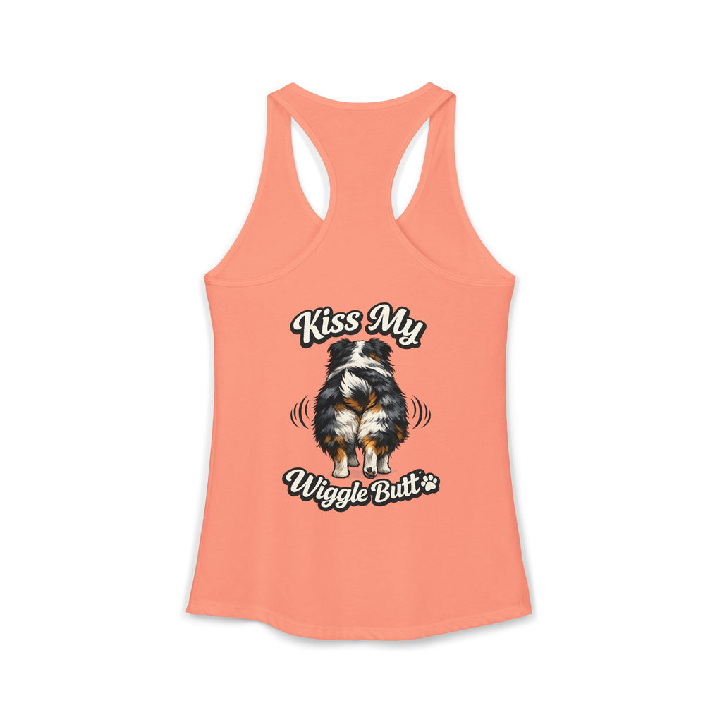 Kiss My Wiggle Butt Aussie Tank | Australian Shepherd Funny Dog Tank Top | Aussie Mom Shirt | Wiggle Butt Dog Lover Gift