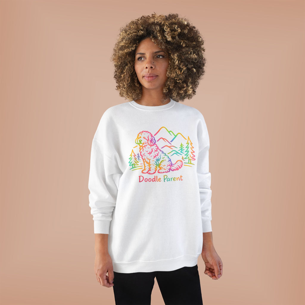 Doodle Parent Rainbow Sweatshirt – Goldendoodle Dog Lover Crewneck, Doodle Mom Dad Gift, Colorful Dog Owner Pullover