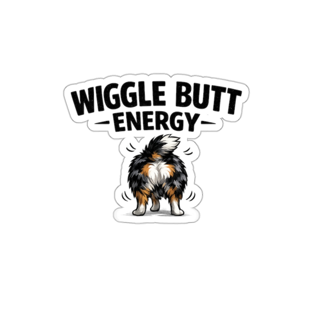 Wiggle Butt Energy Sticker – Australian Shepherd Dog Sticker, Funny Aussie Decal, Dog Lover Laptop Water Bottle Sticker