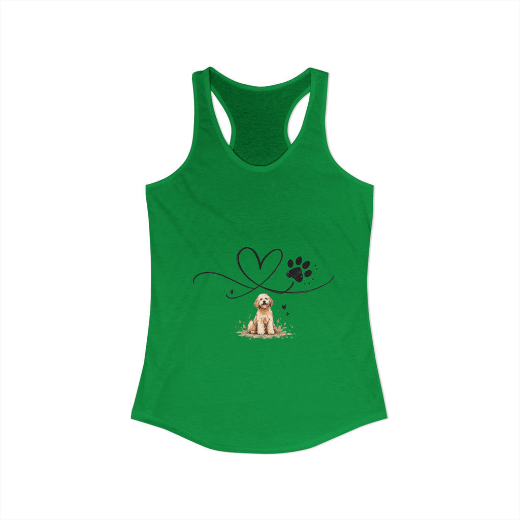 Cute Doodle Dog Mom Tank Top – Paw Print Heart Shirt, Goldendoodle Lover Gift, Racerback Tank