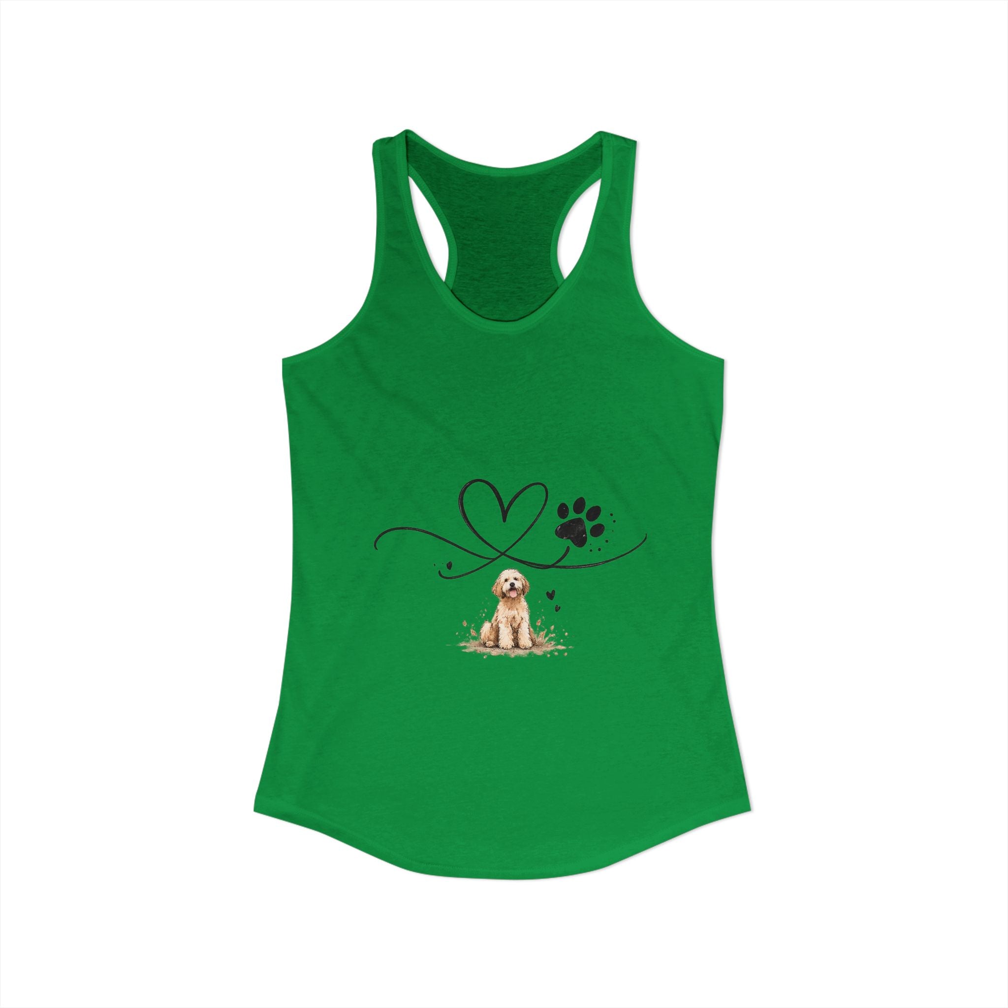 Cute Doodle Dog Mom Tank Top – Paw Print Heart Shirt, Goldendoodle Lover Gift, Racerback Tank
