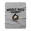 Wiggle Butt Energy Sherpa Blanket – Australian Shepherd Throw, Funny Dog Lover Gift, Cozy Aussie Dog Mom Blanket