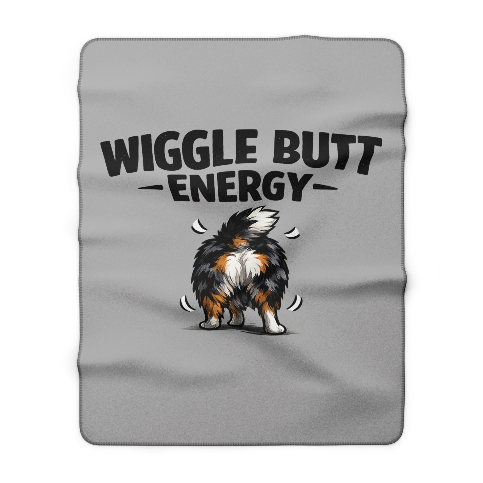 Wiggle Butt Energy Sherpa Blanket – Australian Shepherd Throw, Funny Dog Lover Gift, Cozy Aussie Dog Mom Blanket