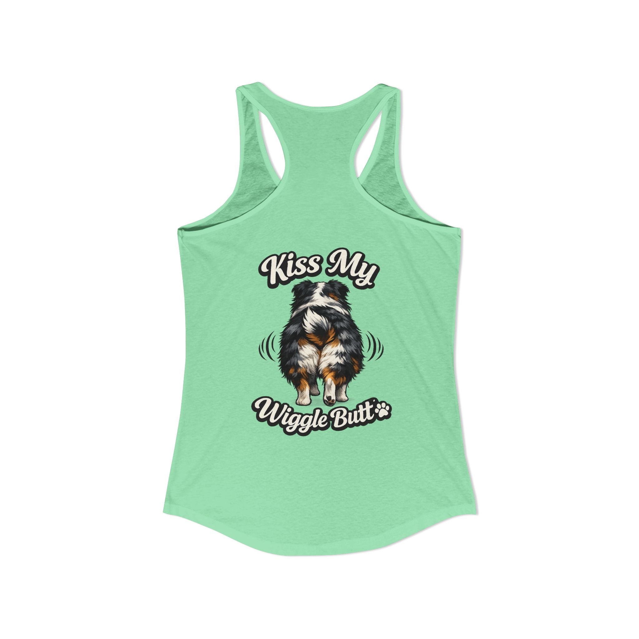 Kiss My Wiggle Butt Aussie Tank | Australian Shepherd Funny Dog Tank Top | Aussie Mom Shirt | Wiggle Butt Dog Lover Gift