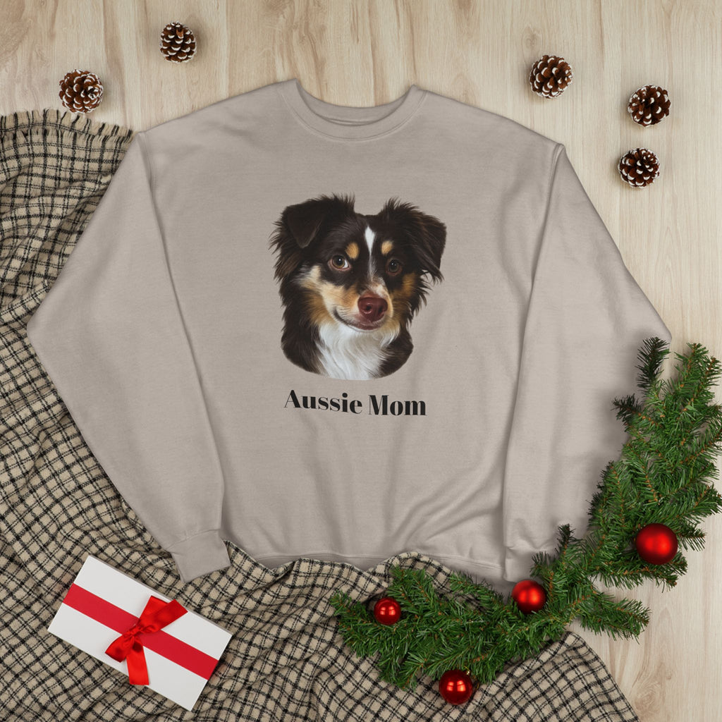 Aussie Mom Sweatshirt – Australian Shepherd Dog Lover Crewneck, Cute Dog Mom Gift, Cozy Aussie Owner Pullover