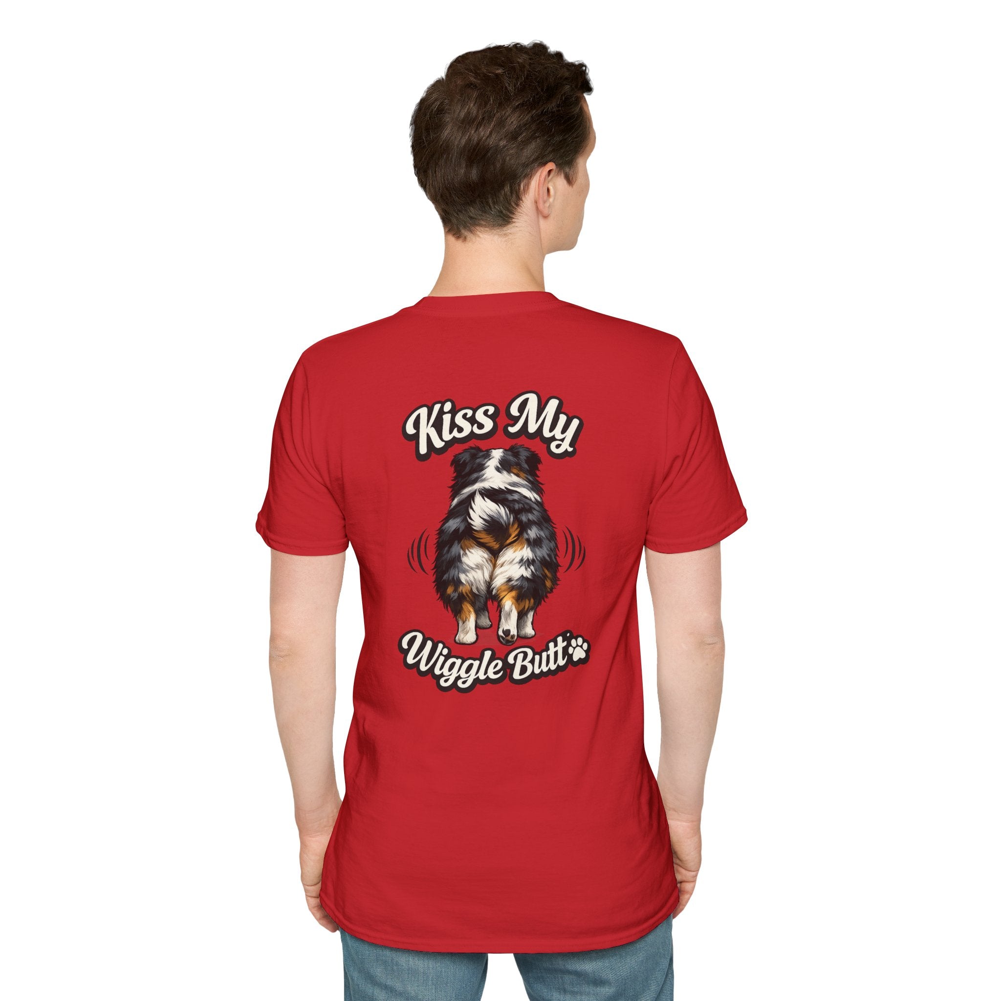 Kiss My Wiggle Butt Aussie Shirt | Australian Shepherd Funny Dog Tee | Aussie Mom Gift | Wiggle Butt Shirt
