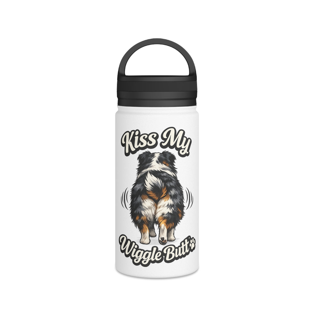 Kiss My Wiggle Butt Water Bottle | Aussie Dog Lover Gift | Australian Shepherd Funny Bottle | Dog Mom/Dad Hydration Bottle