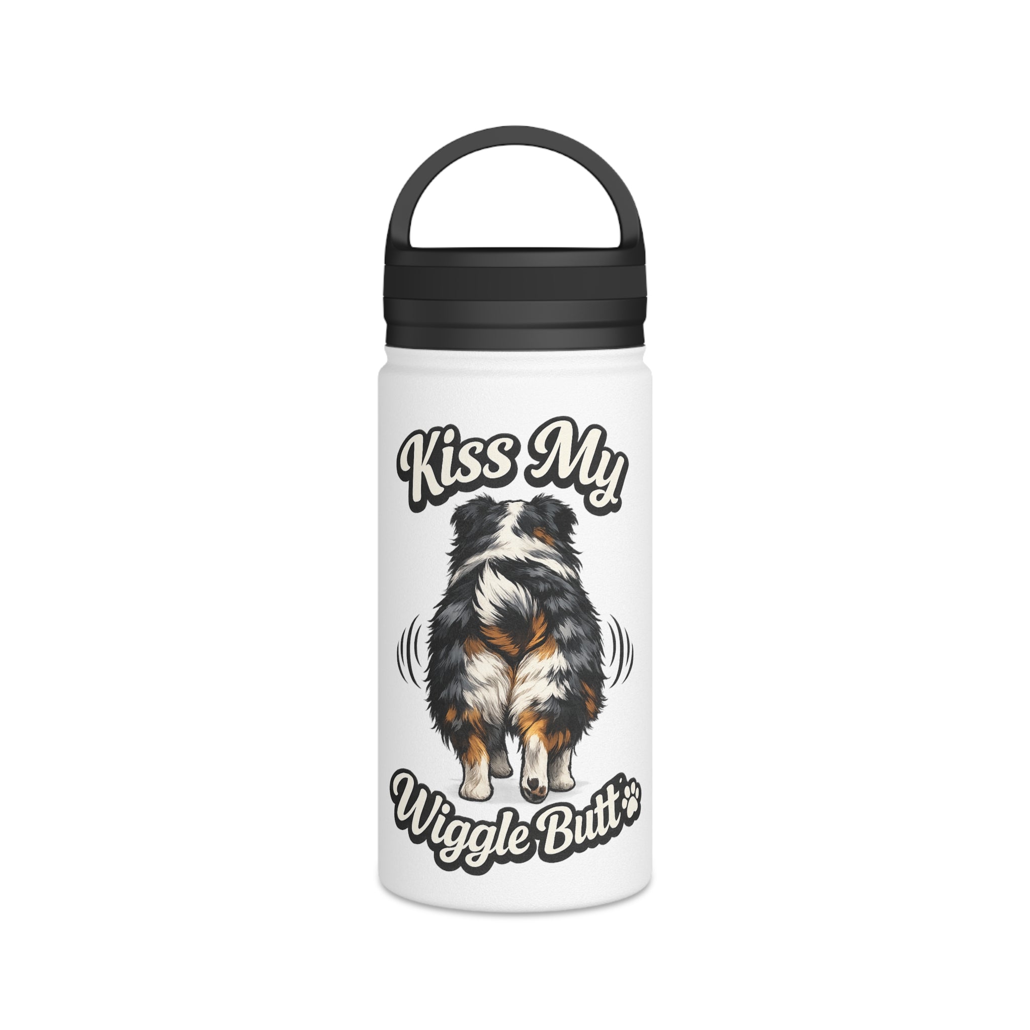 Kiss My Wiggle Butt Water Bottle | Aussie Dog Lover Gift | Australian Shepherd Funny Bottle | Dog Mom/Dad Hydration Bottle
