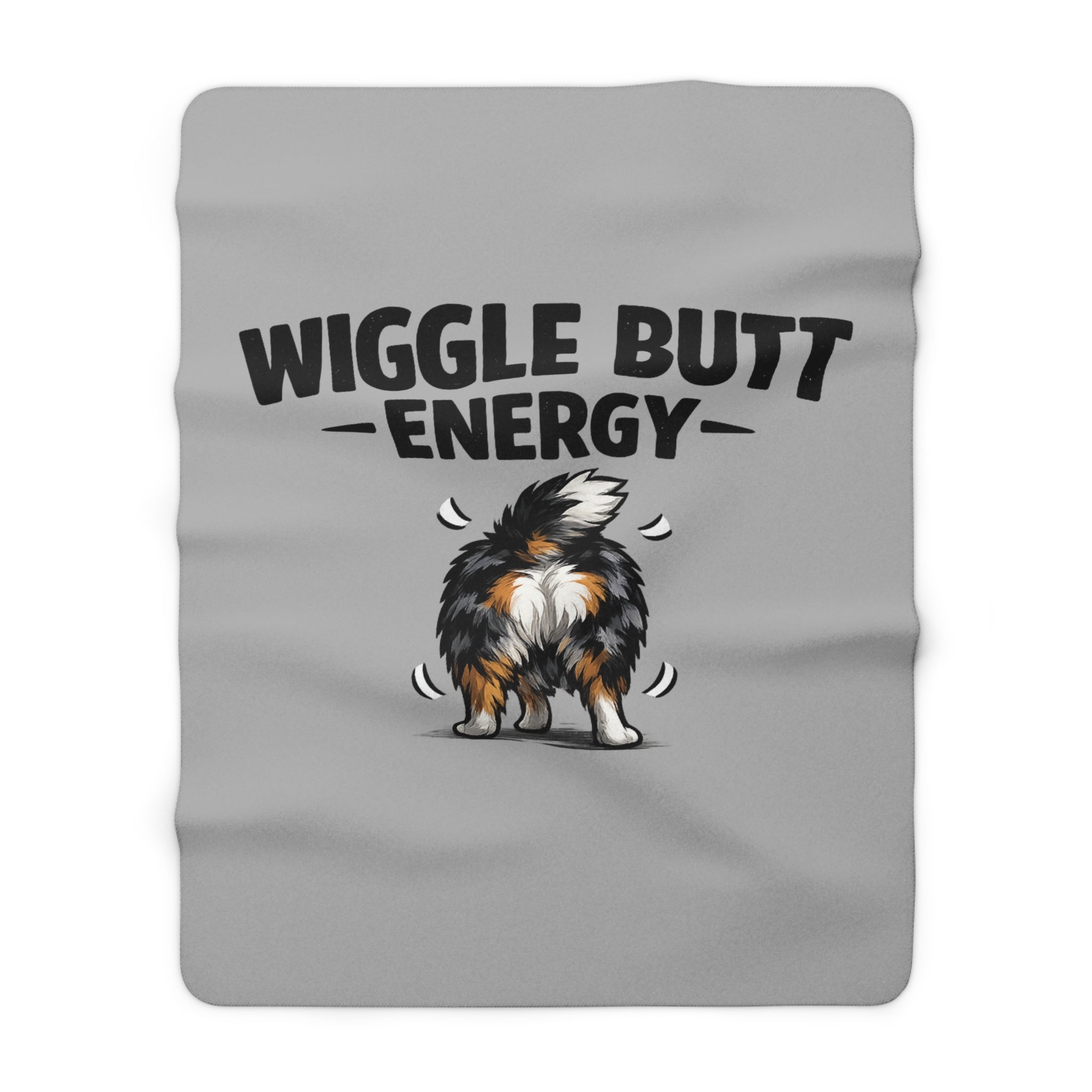 Wiggle Butt Energy Sherpa Blanket – Australian Shepherd Throw, Funny Dog Lover Gift, Cozy Aussie Dog Mom Blanket