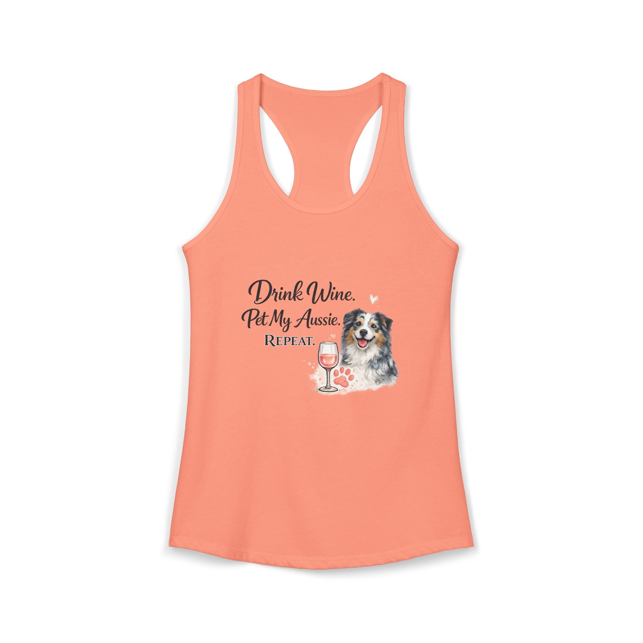 Drink Wine Pet My Aussie Repeat Tank Top – Funny Australian Shepherd Dog Mom Shirt, Aussie Lover Gift, Dog Mom Wine Lover Tank