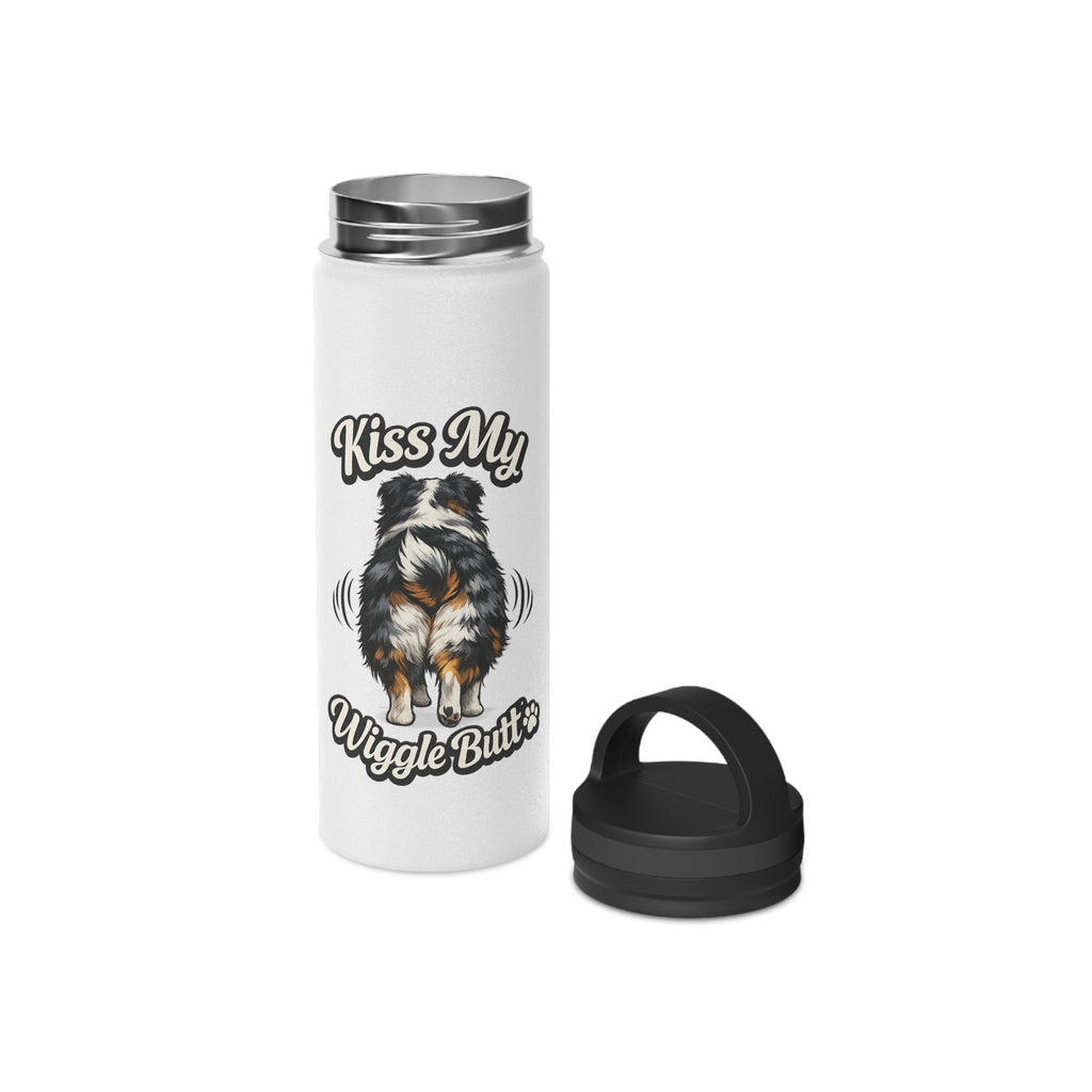 Kiss My Wiggle Butt Water Bottle | Aussie Dog Lover Gift | Australian Shepherd Funny Bottle | Dog Mom/Dad Hydration Bottle