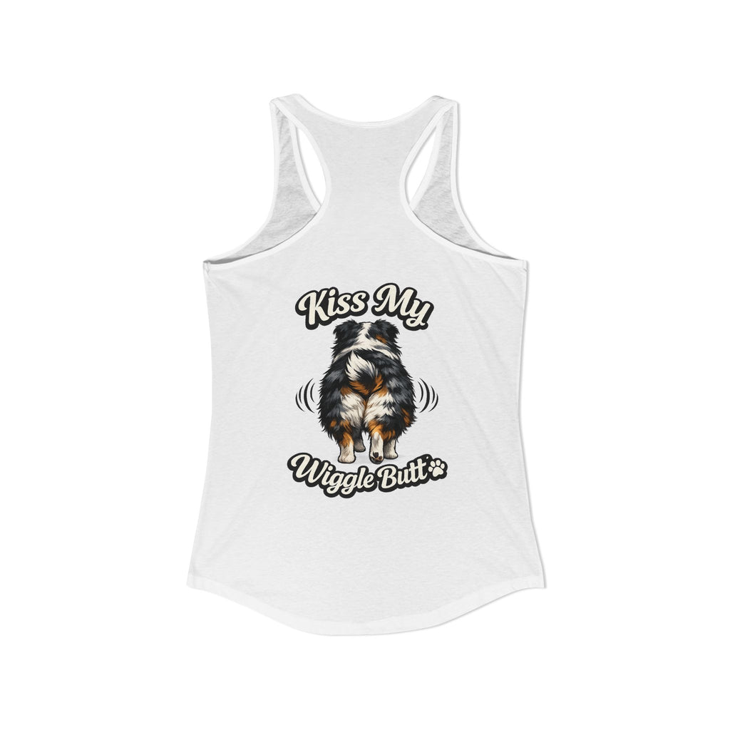Kiss My Wiggle Butt Aussie Tank | Australian Shepherd Funny Dog Tank Top | Aussie Mom Shirt | Wiggle Butt Dog Lover Gift