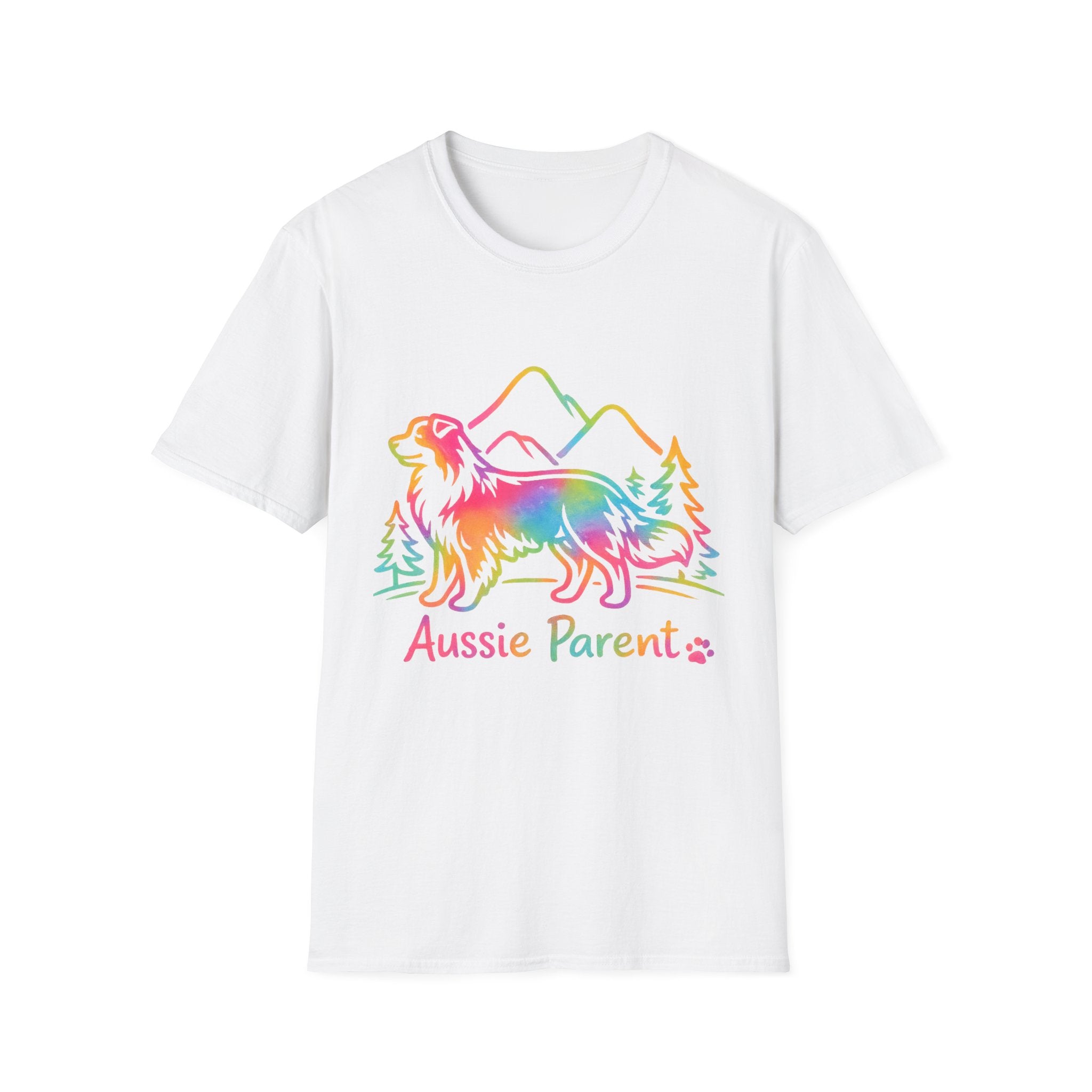Aussie Parent T-Shirt — Colorful Rainbow Australian Shepherd Dog Tee