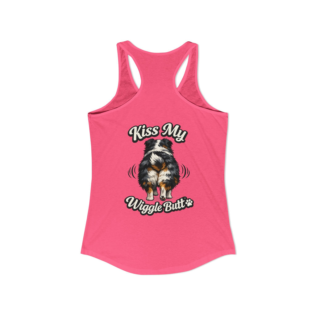Kiss My Wiggle Butt Aussie Tank | Australian Shepherd Funny Dog Tank Top | Aussie Mom Shirt | Wiggle Butt Dog Lover Gift