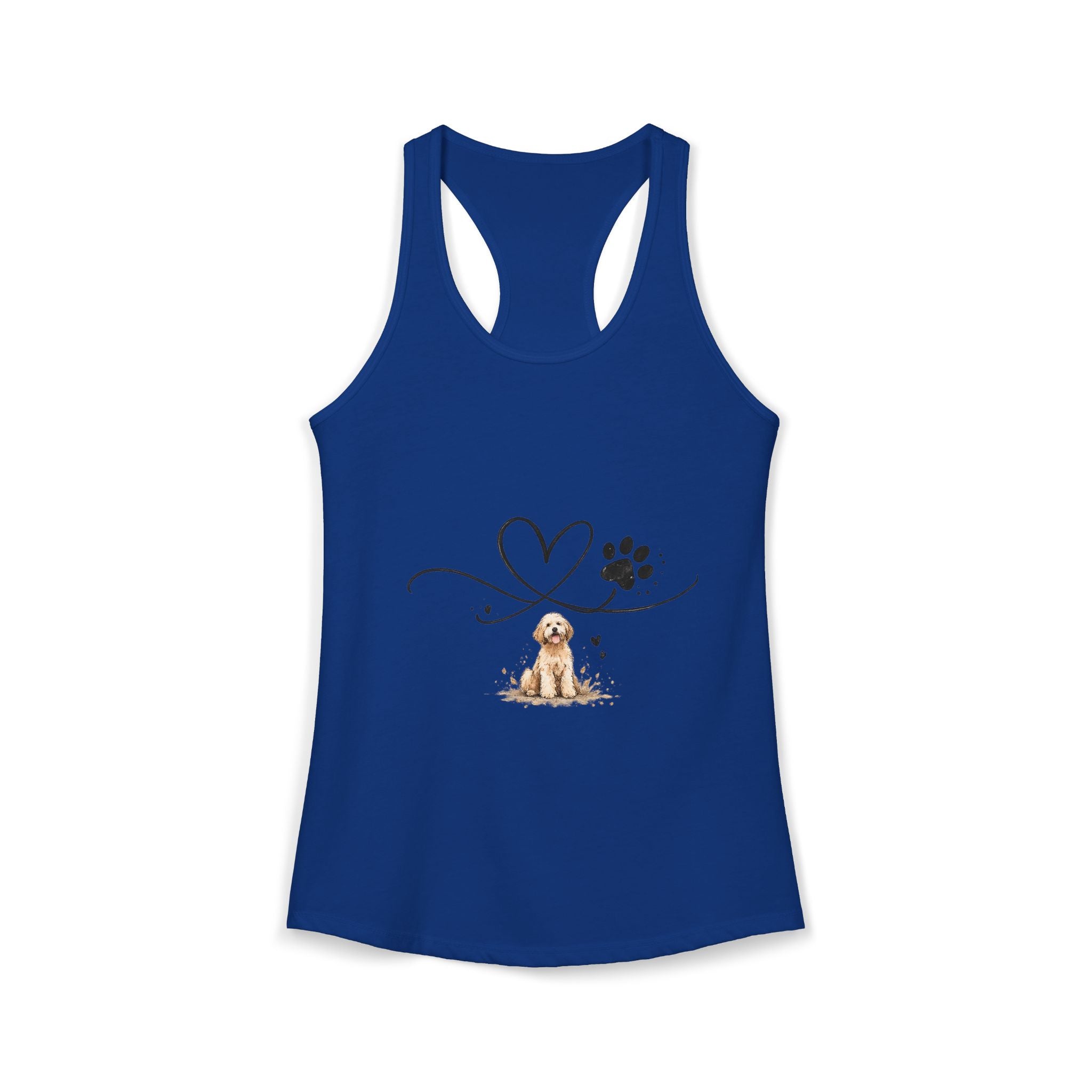 Cute Doodle Dog Mom Tank Top – Paw Print Heart Shirt, Goldendoodle Lover Gift, Racerback Tank
