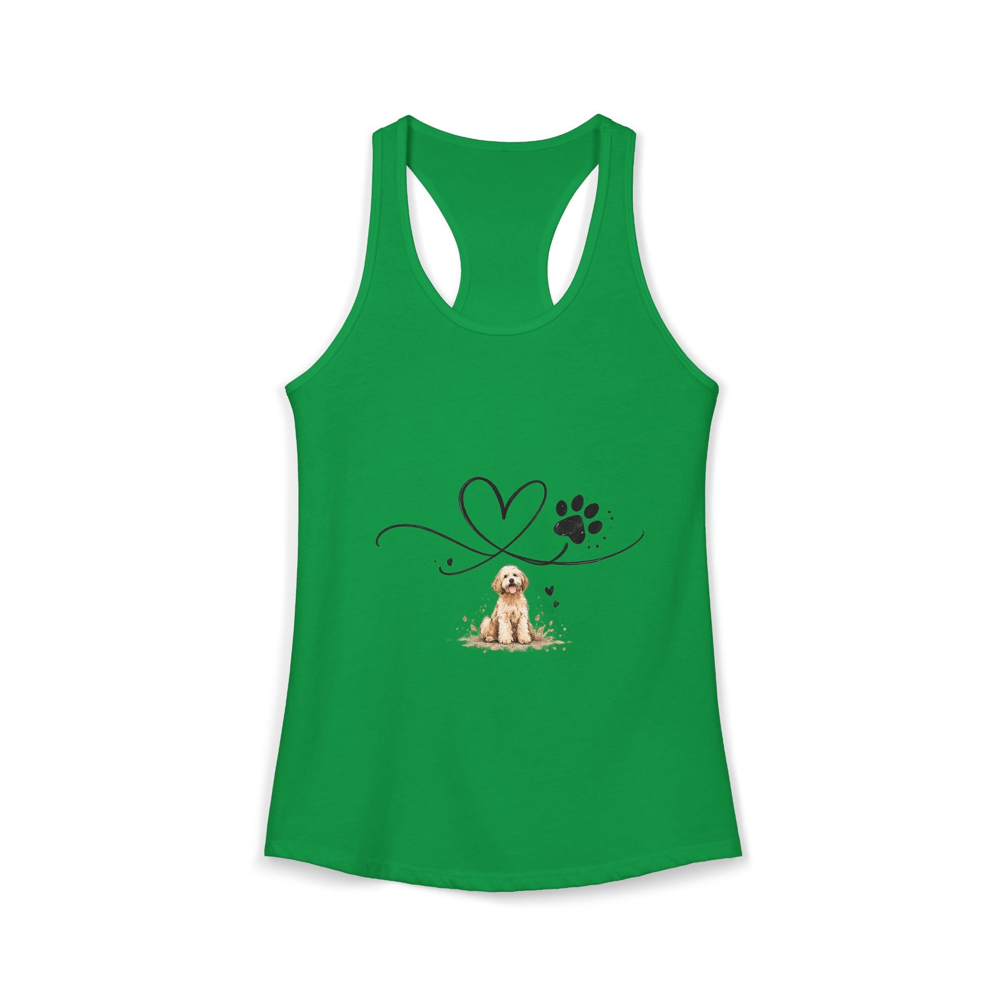 Cute Doodle Dog Mom Tank Top – Paw Print Heart Shirt, Goldendoodle Lover Gift, Racerback Tank