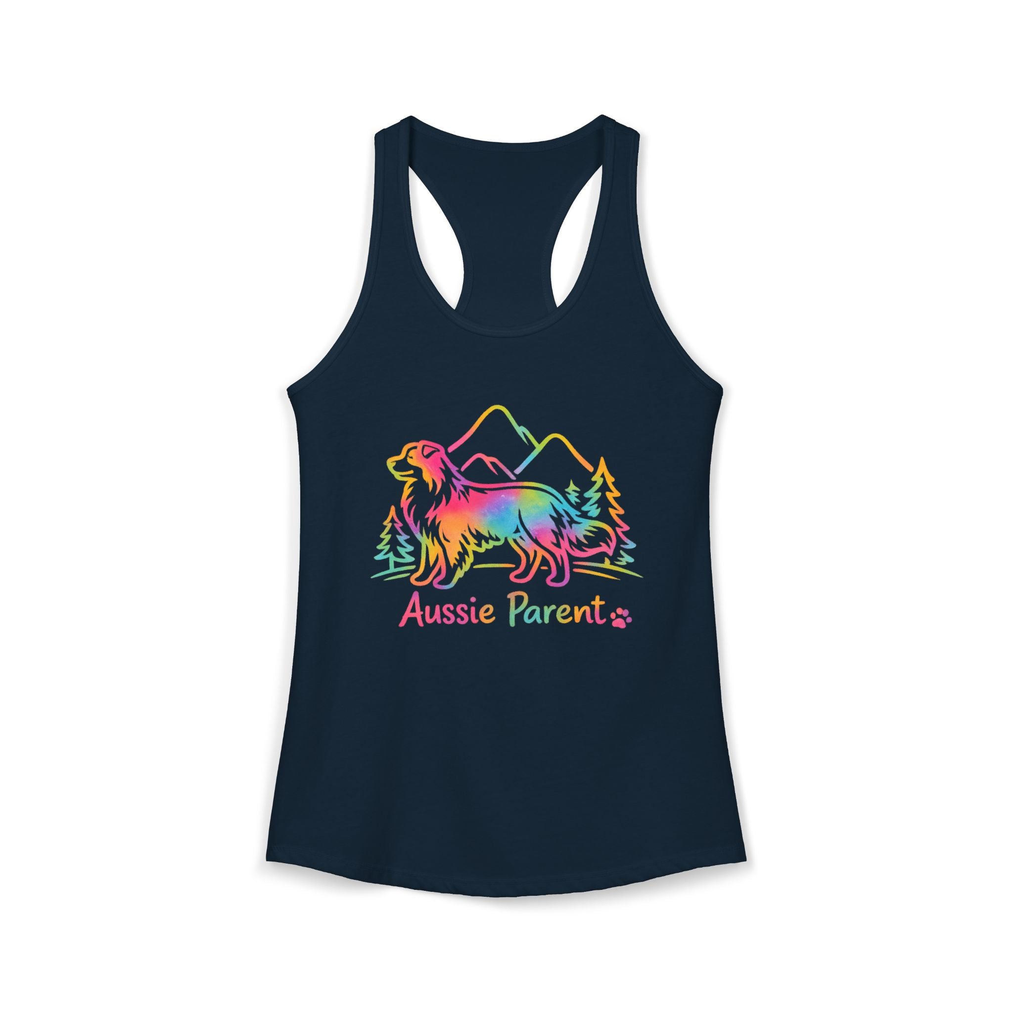 Australian Shepherd Parents Racerback Tank — Colorful Aussie Dog Lover Tank