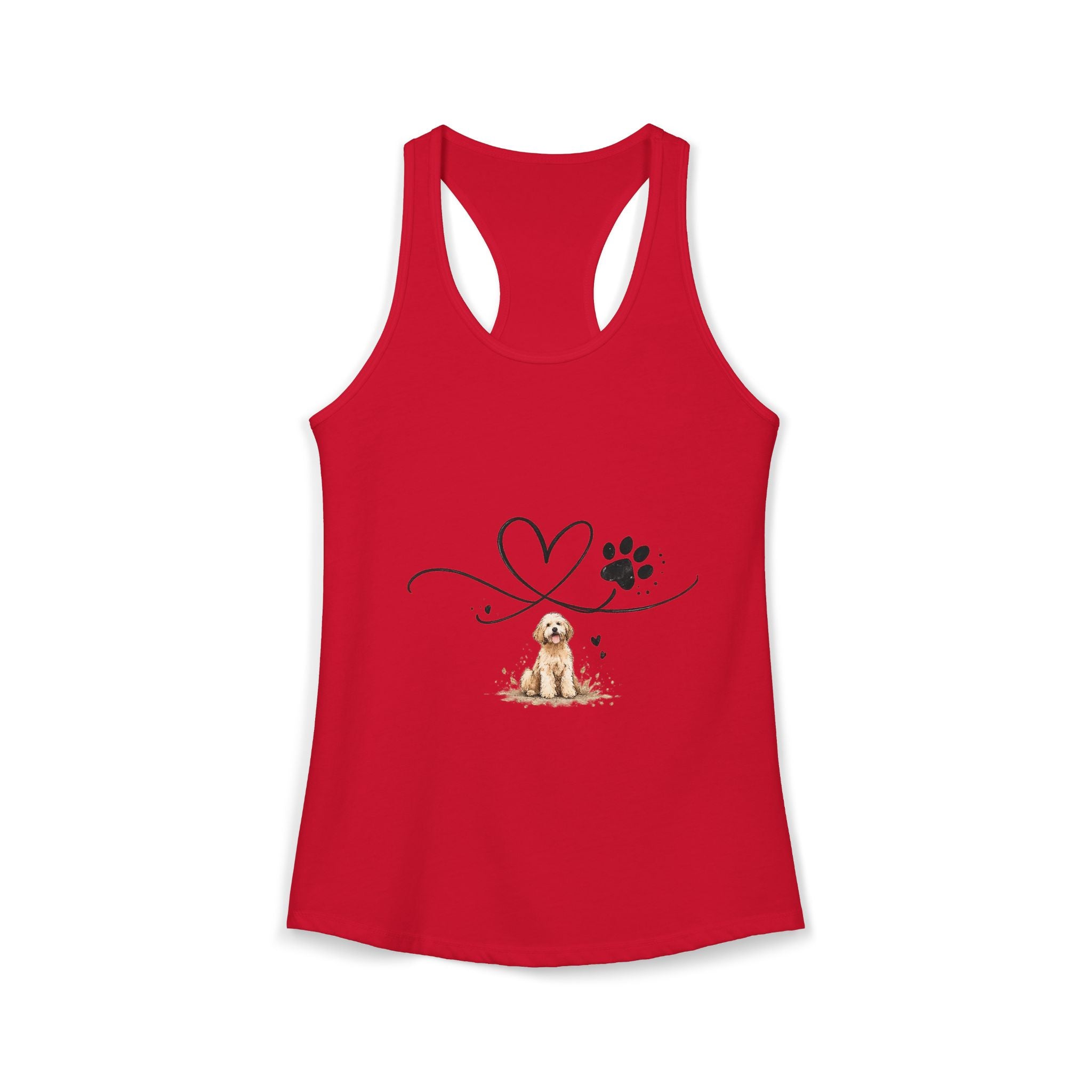 Cute Doodle Dog Mom Tank Top – Paw Print Heart Shirt, Goldendoodle Lover Gift, Racerback Tank