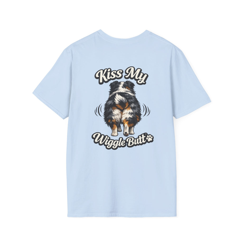 Kiss My Wiggle Butt Aussie Shirt | Australian Shepherd Funny Dog Tee | Aussie Mom Gift | Wiggle Butt Shirt