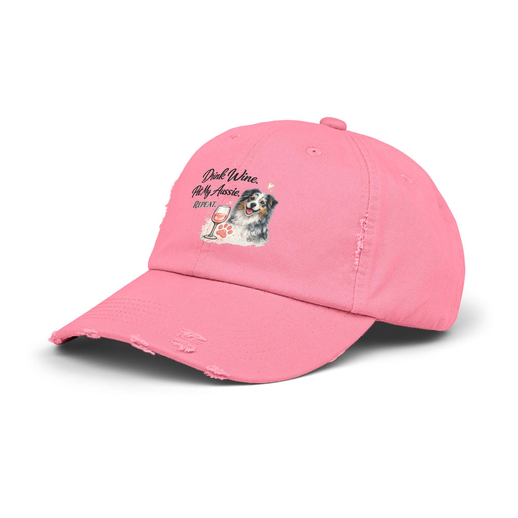 Drink Wine Pet My Aussie Repeat Hat – Funny Australian Shepherd Dog Mom Cap, Aussie Lover Gift, Dog Mom Wine Lover Hat