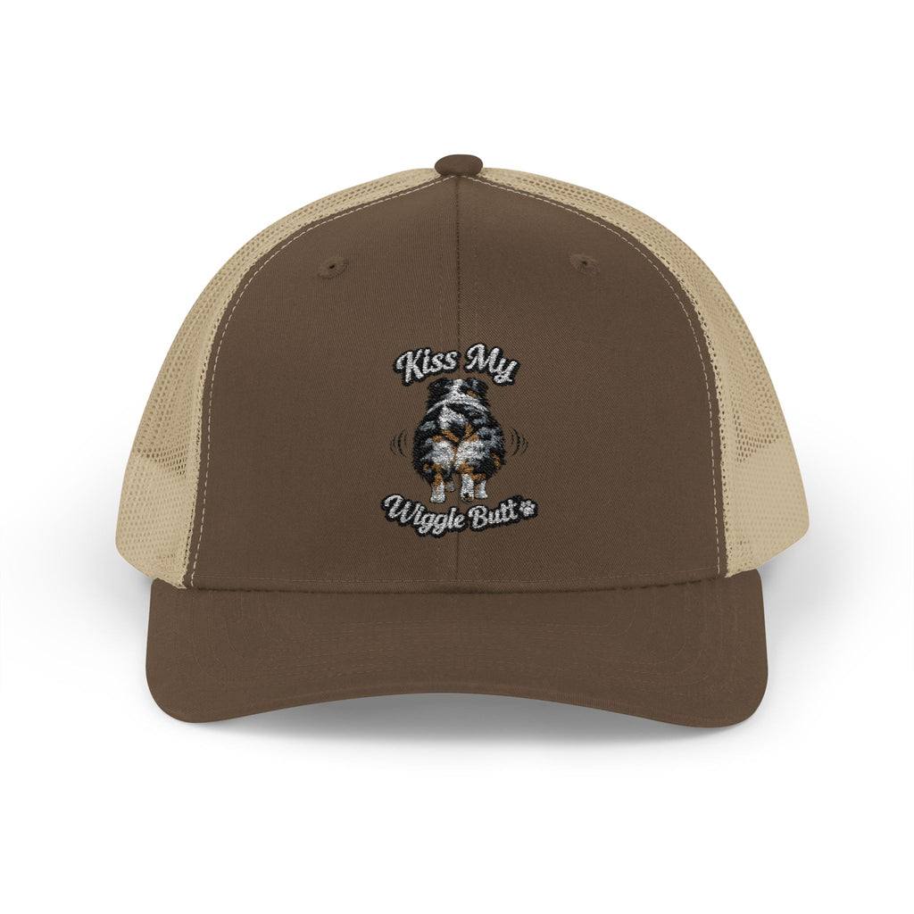 Kiss My Wiggle Butt Aussie Hat | Australian Shepherd Trucker Cap | Funny Dog Hat | Aussie Mom/Dad Gift
