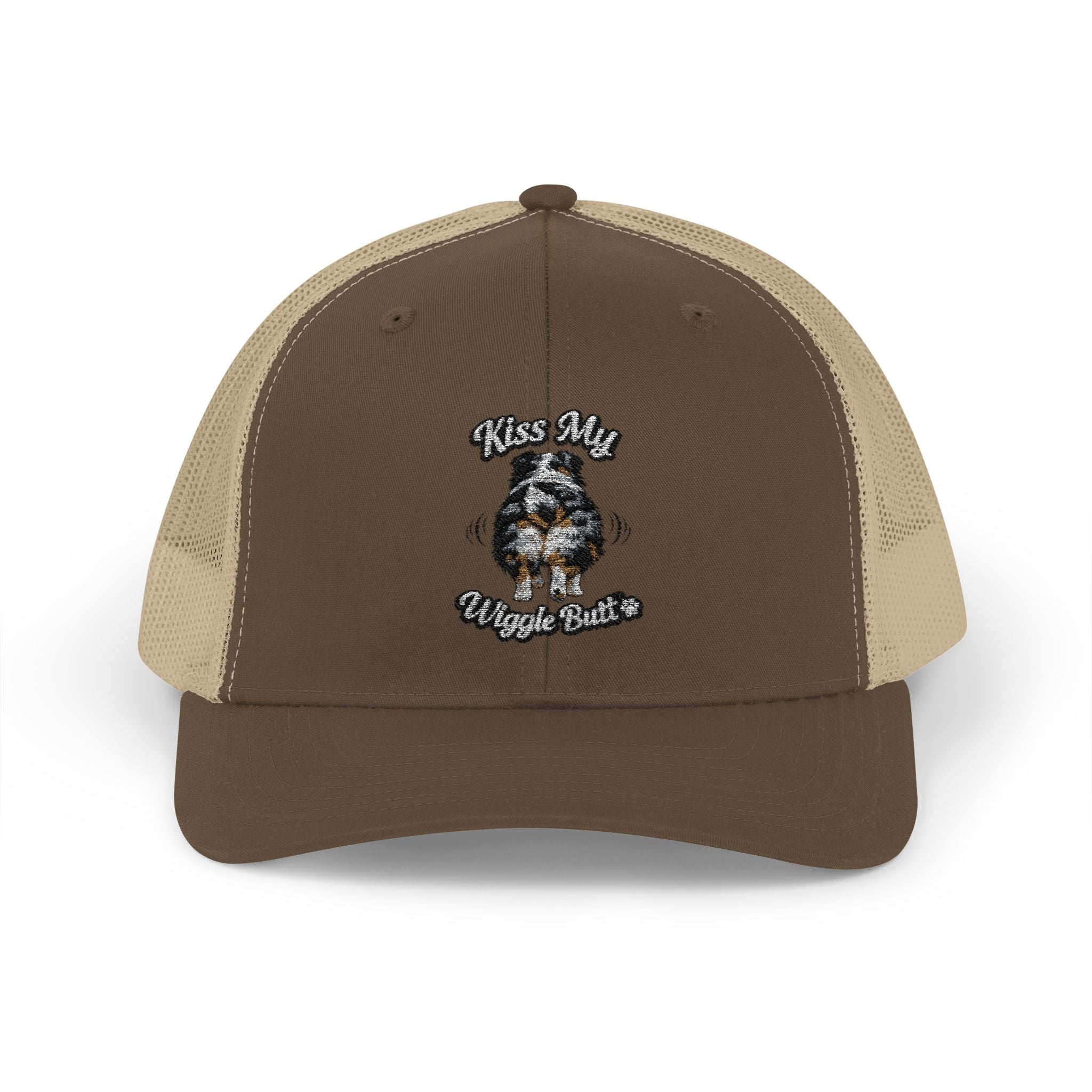 Kiss My Wiggle Butt Aussie Hat | Australian Shepherd Trucker Cap | Funny Dog Hat | Aussie Mom/Dad Gift
