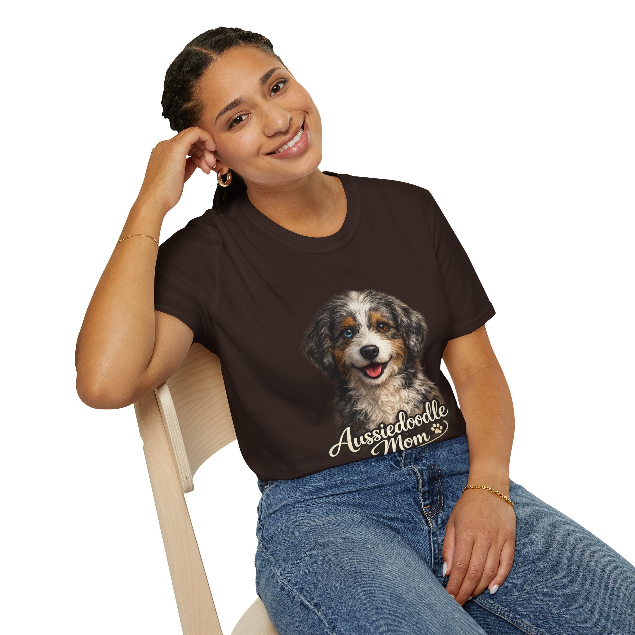 Aussiedoodle Mom T-Shirt — Cute Doodle Mom Tee for Australian Shepherd Poodle Mix Lovers