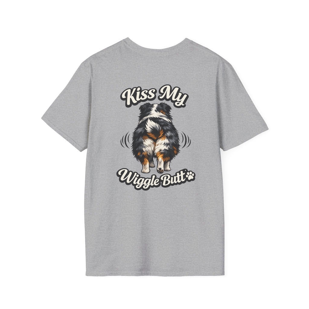 Kiss My Wiggle Butt Aussie Shirt | Australian Shepherd Funny Dog Tee | Aussie Mom Gift | Wiggle Butt Shirt