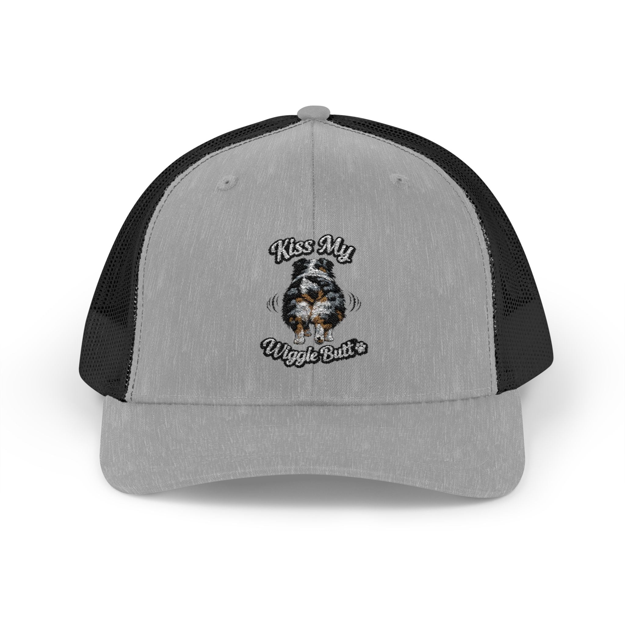 Kiss My Wiggle Butt Aussie Hat | Australian Shepherd Trucker Cap | Funny Dog Hat | Aussie Mom/Dad Gift