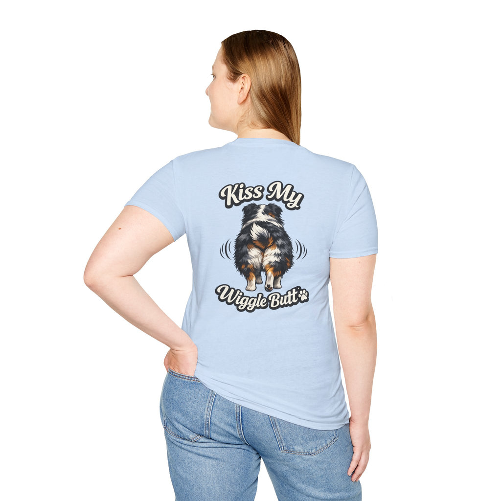 Kiss My Wiggle Butt Aussie Shirt | Australian Shepherd Funny Dog Tee | Aussie Mom Gift | Wiggle Butt Shirt