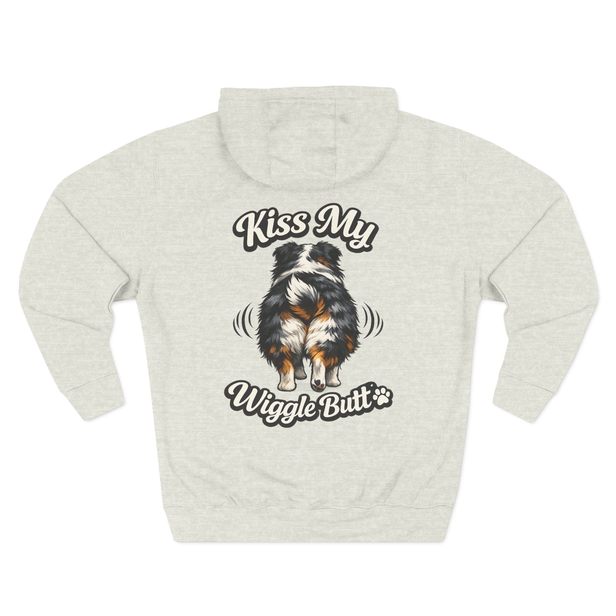 Kiss My Wiggle Butt Aussie Hoodie | Funny Australian Shepherd Sweatshirt | Dog Mom/Dad Hoodie | Aussie Lover Gift