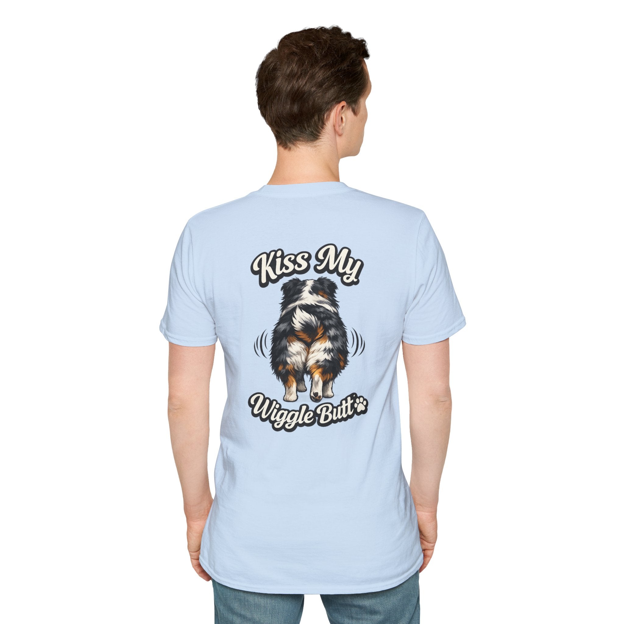 Kiss My Wiggle Butt Aussie Shirt | Australian Shepherd Funny Dog Tee | Aussie Mom Gift | Wiggle Butt Shirt