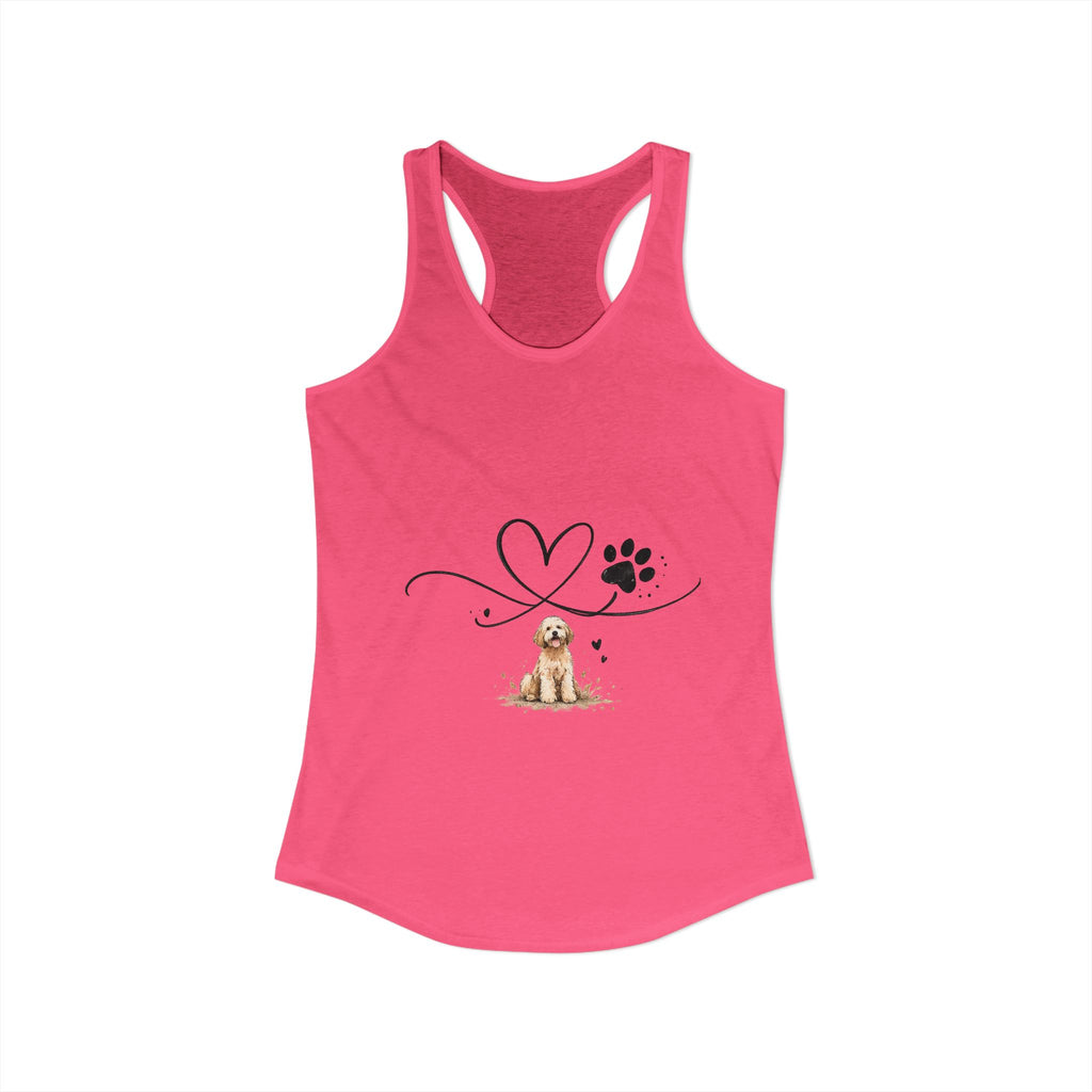 Cute Doodle Dog Mom Tank Top – Paw Print Heart Shirt, Goldendoodle Lover Gift, Racerback Tank