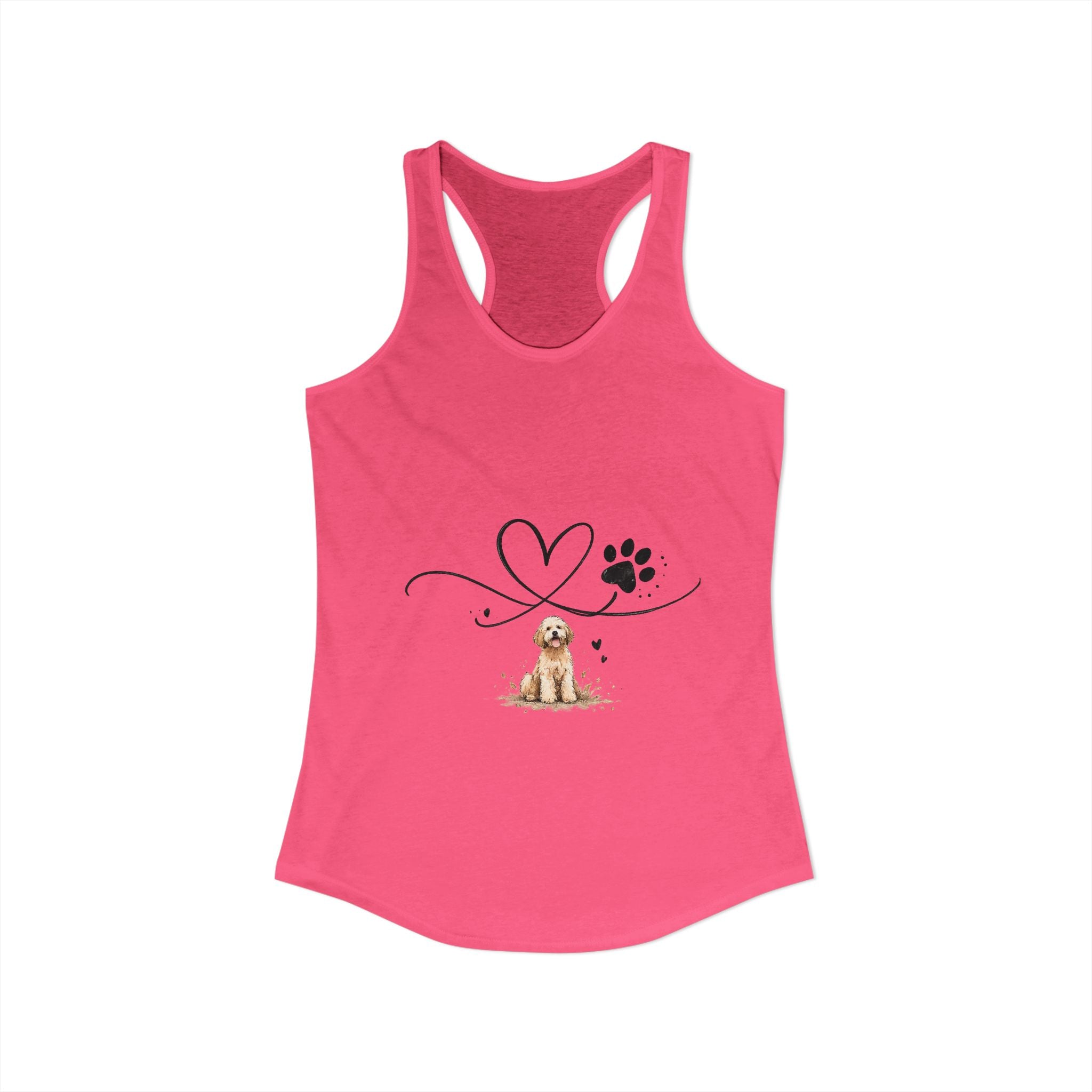 Cute Doodle Dog Mom Tank Top – Paw Print Heart Shirt, Goldendoodle Lover Gift, Racerback Tank