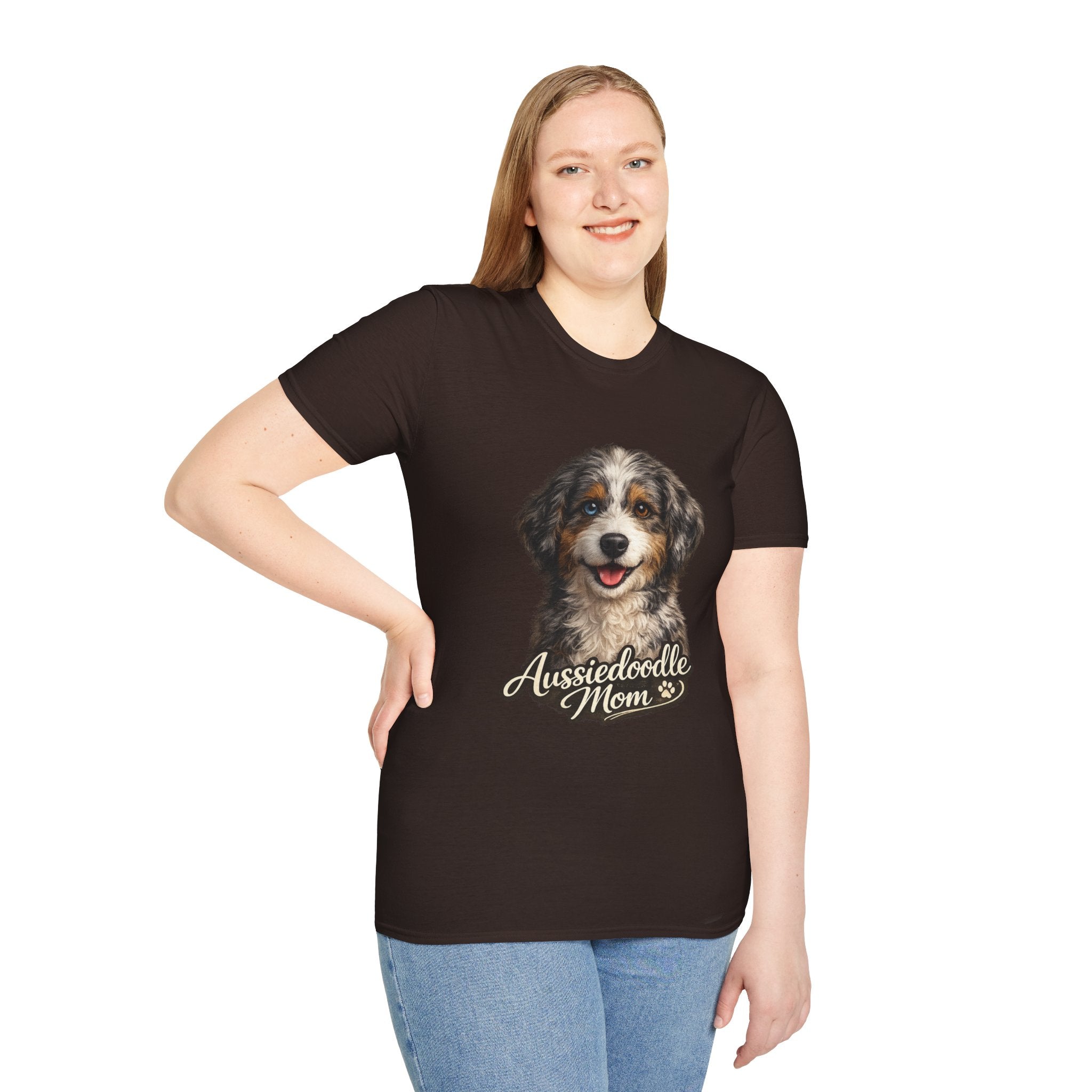 Aussiedoodle Mom T-Shirt — Cute Doodle Mom Tee for Australian Shepherd Poodle Mix Lovers