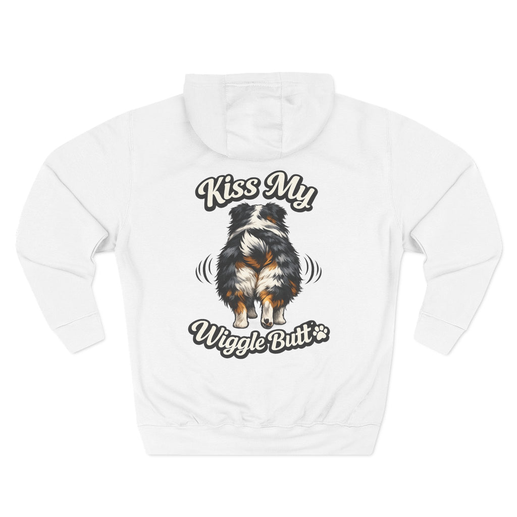 Kiss My Wiggle Butt Aussie Hoodie | Funny Australian Shepherd Sweatshirt | Dog Mom/Dad Hoodie | Aussie Lover Gift