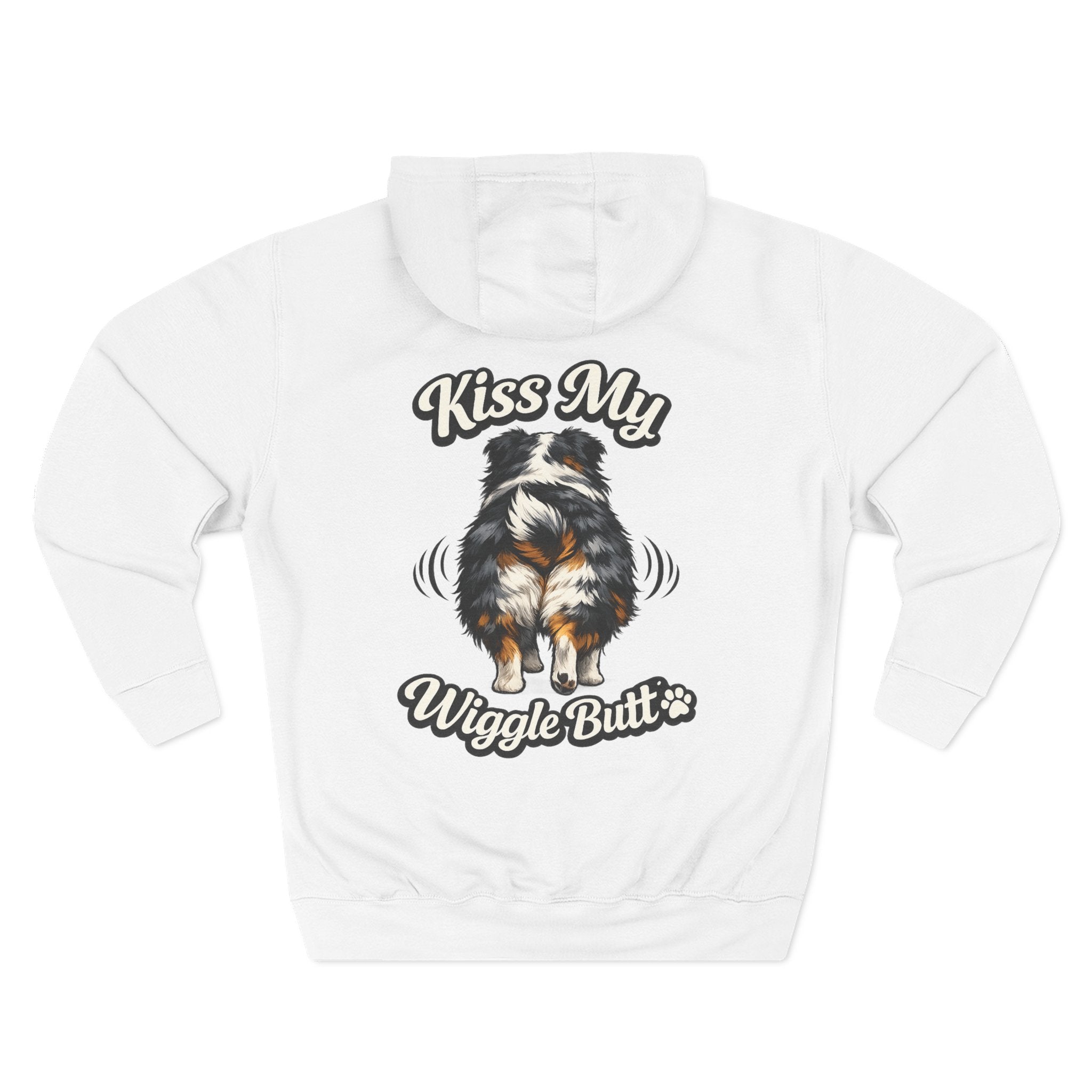 Kiss My Wiggle Butt Aussie Hoodie | Funny Australian Shepherd Sweatshirt | Dog Mom/Dad Hoodie | Aussie Lover Gift