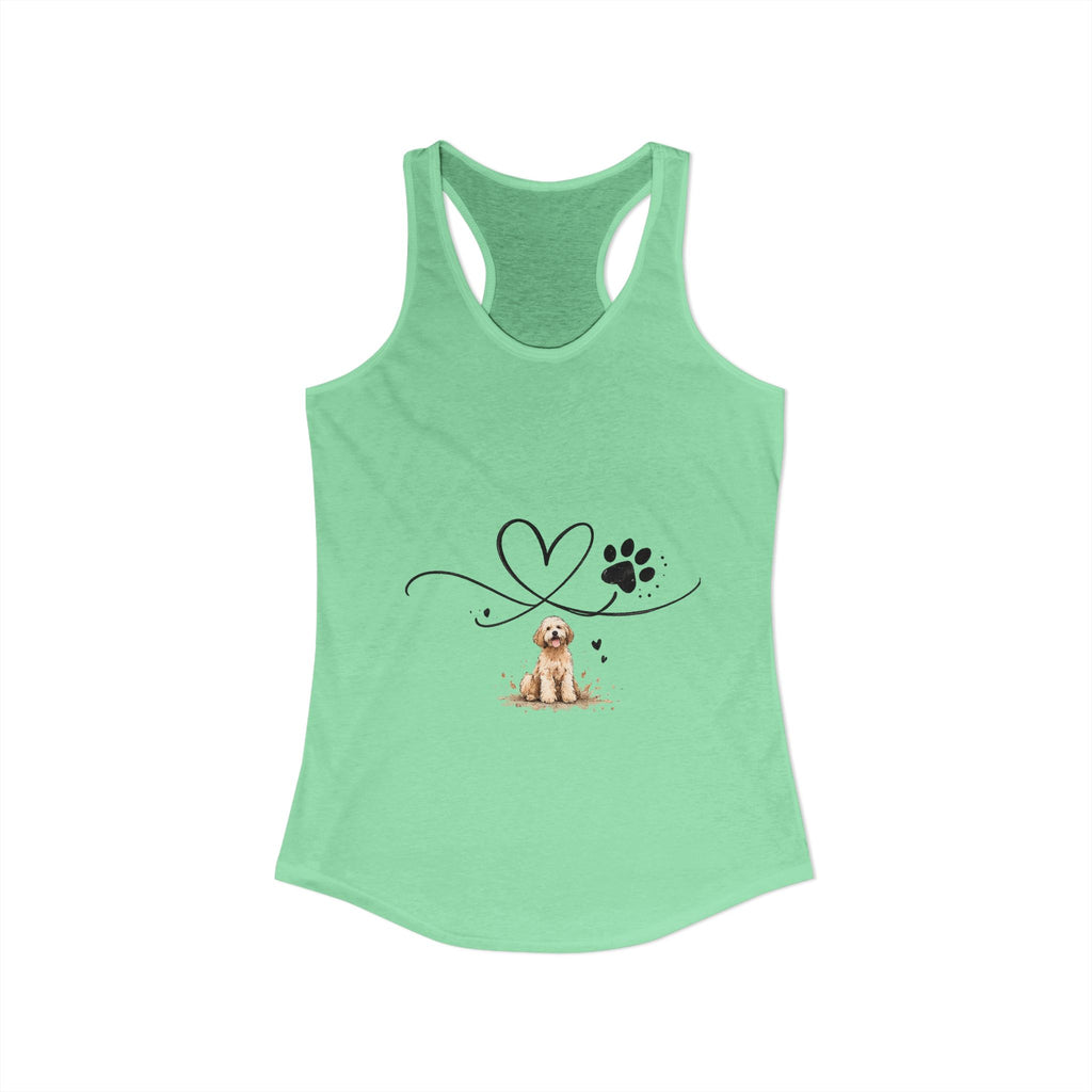 Cute Doodle Dog Mom Tank Top – Paw Print Heart Shirt, Goldendoodle Lover Gift, Racerback Tank
