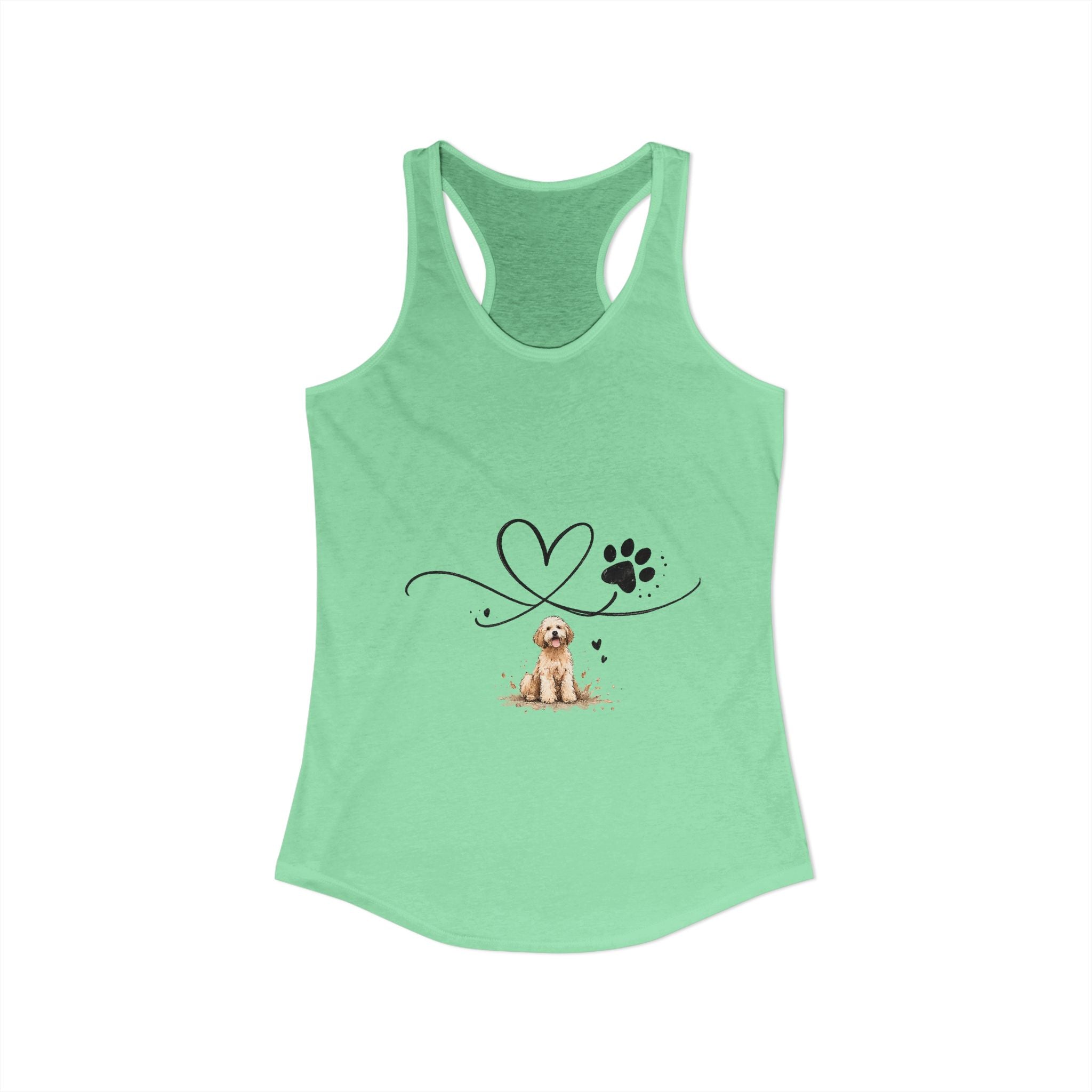 Cute Doodle Dog Mom Tank Top – Paw Print Heart Shirt, Goldendoodle Lover Gift, Racerback Tank