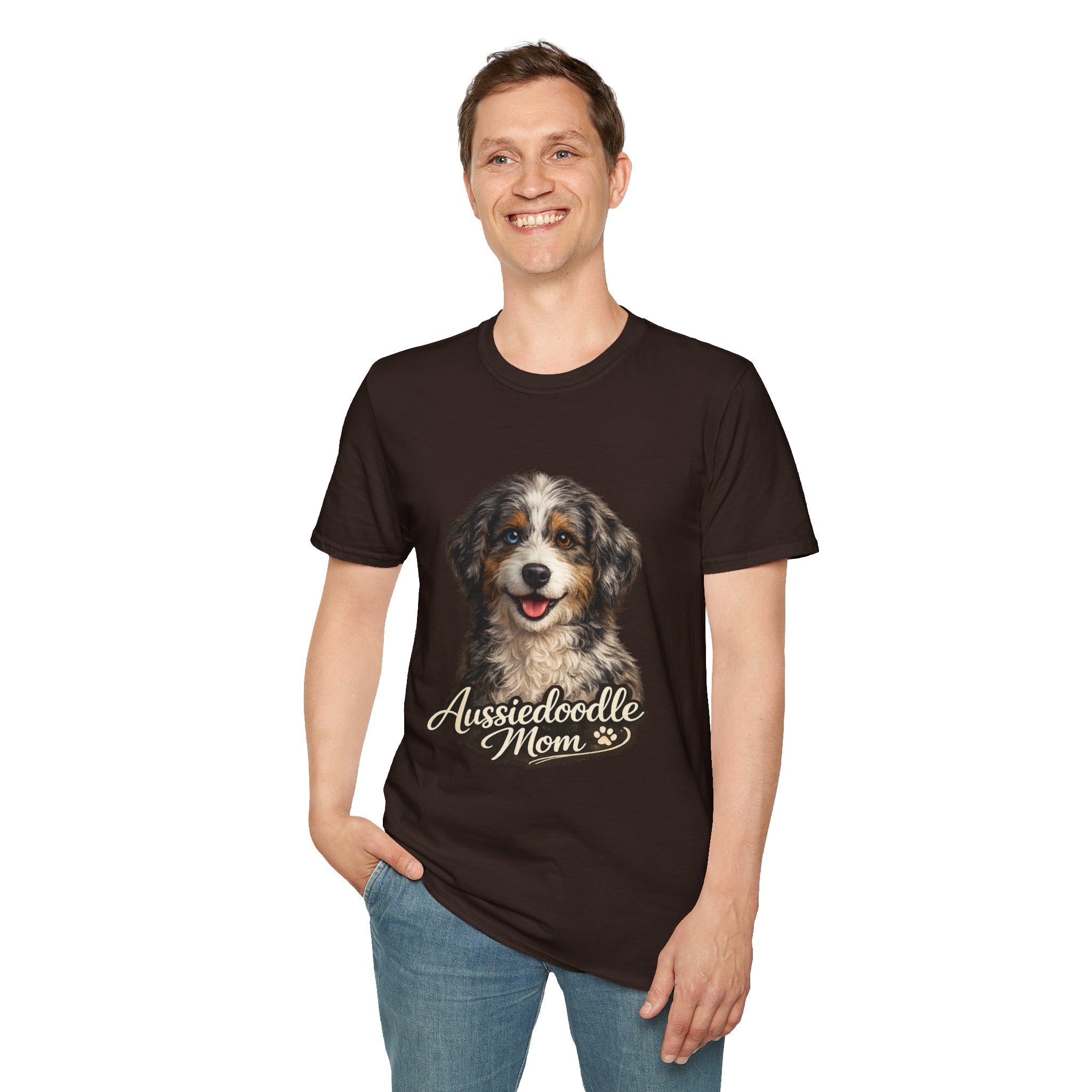 Aussiedoodle Mom T-Shirt — Cute Doodle Mom Tee for Australian Shepherd Poodle Mix Lovers