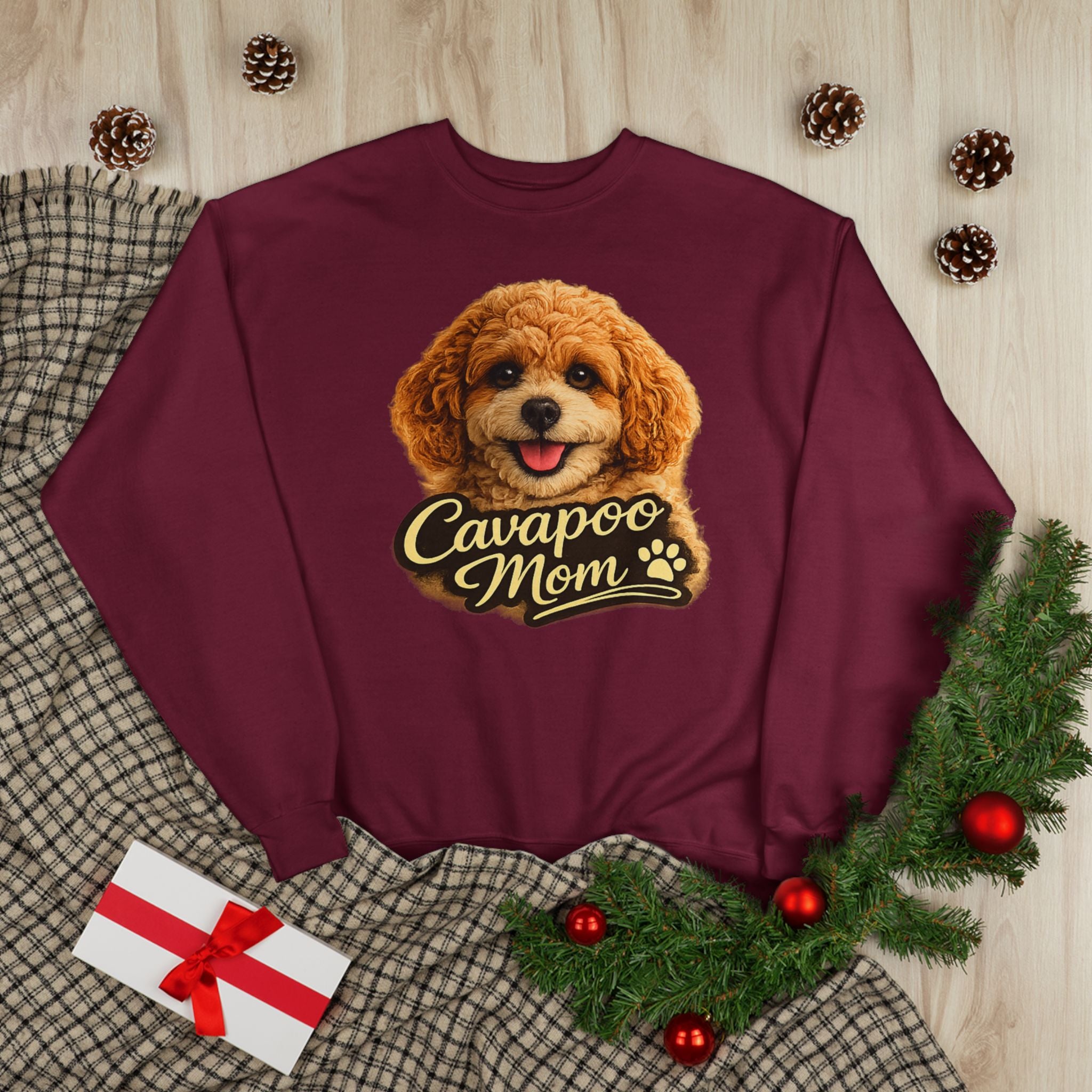 Cavapoo Mom Sweatshirt – Cozy Doodle Mom Crewneck, Cute Cavapoo Gift, Dog Mom Pullover, Soft Neutral Sweatshirt