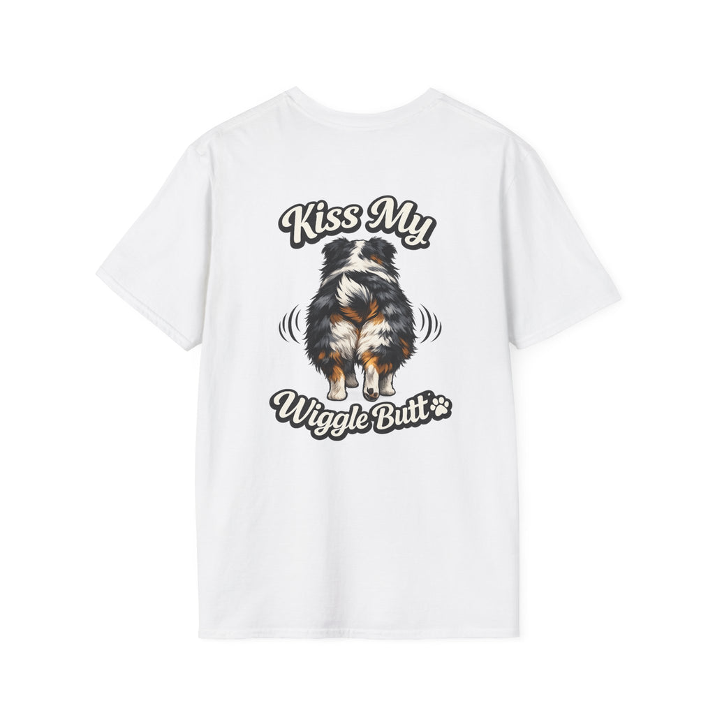 Kiss My Wiggle Butt Aussie Shirt | Australian Shepherd Funny Dog Tee | Aussie Mom Gift | Wiggle Butt Shirt