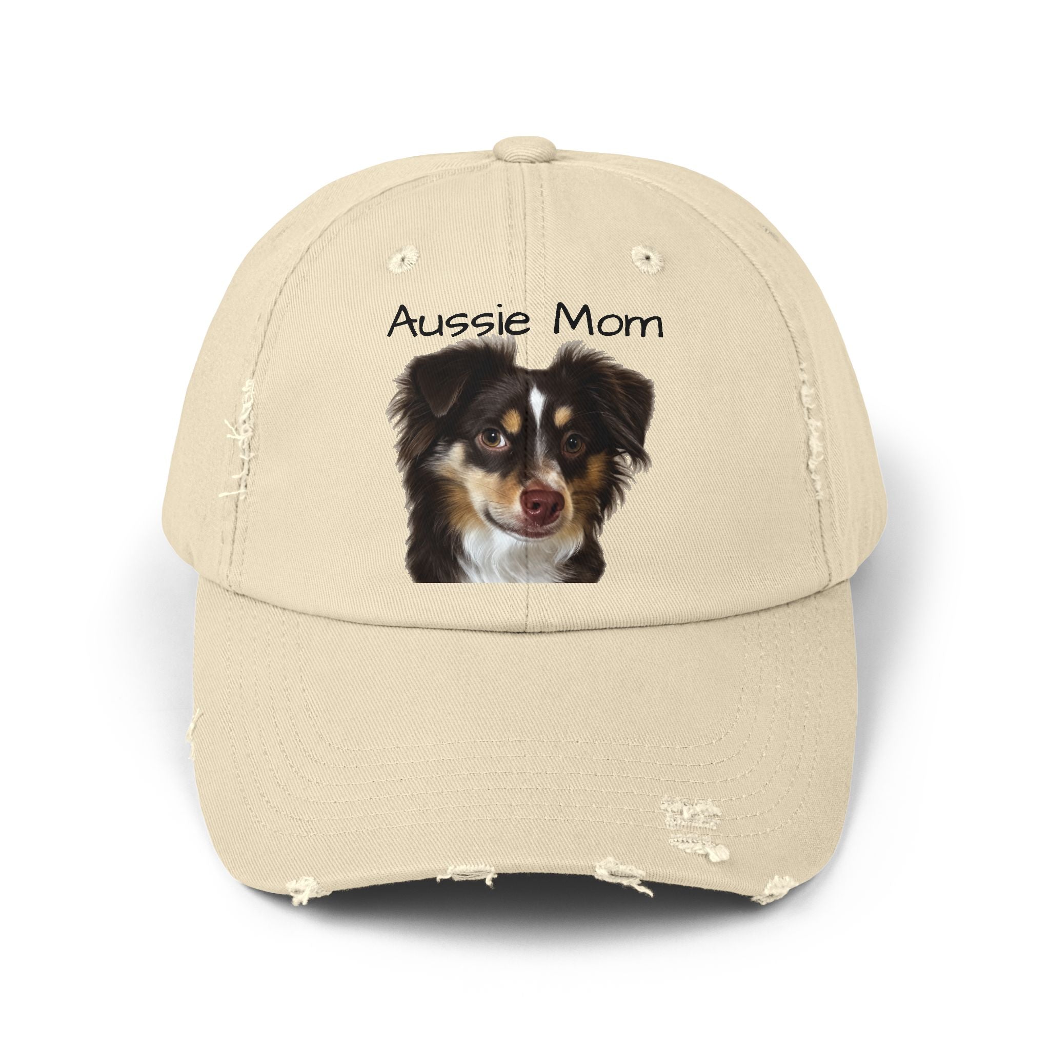 Aussie Mom Distressed Cap — Australian Shepherd Dog Mom Hat
