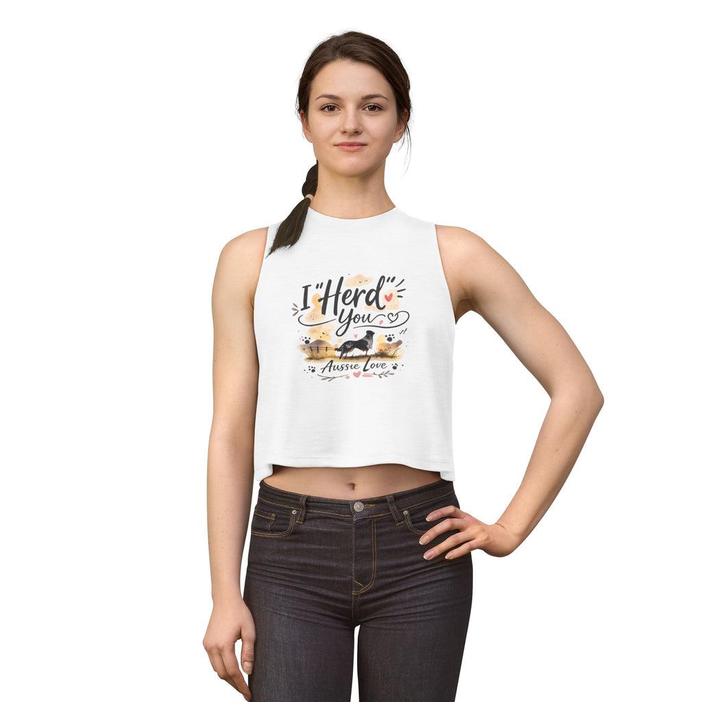 Aussie Love Crop Top – "I Herd You" Australian Shepherd Tank