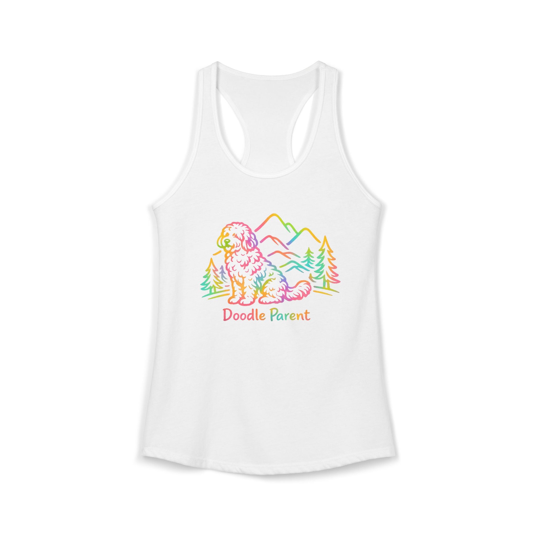 Goldendoodle Doodle Parent Racerback Tank — Rainbow Hiking Dog Lover Tank for Women