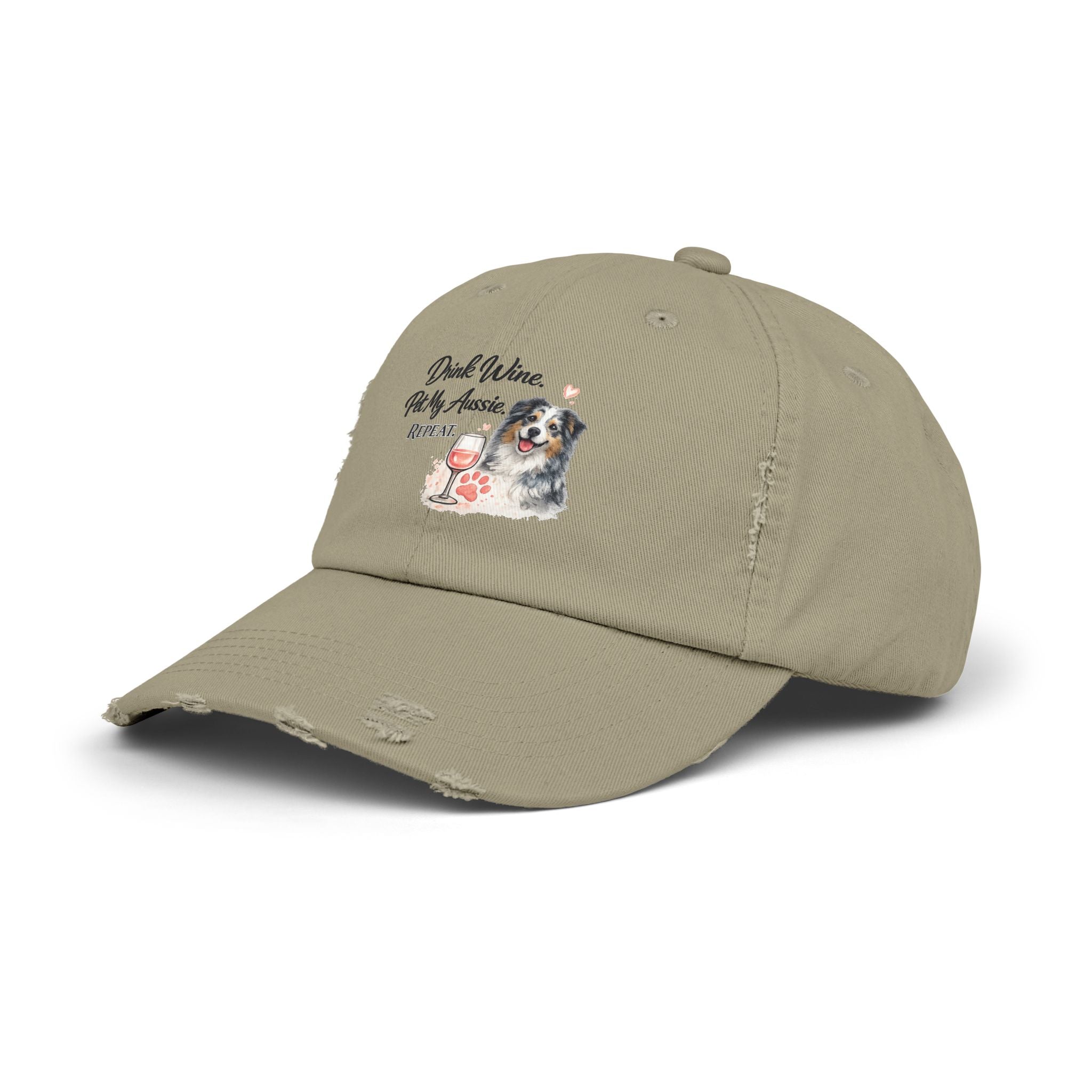 Drink Wine Pet My Aussie Repeat Hat – Funny Australian Shepherd Dog Mom Cap, Aussie Lover Gift, Dog Mom Wine Lover Hat